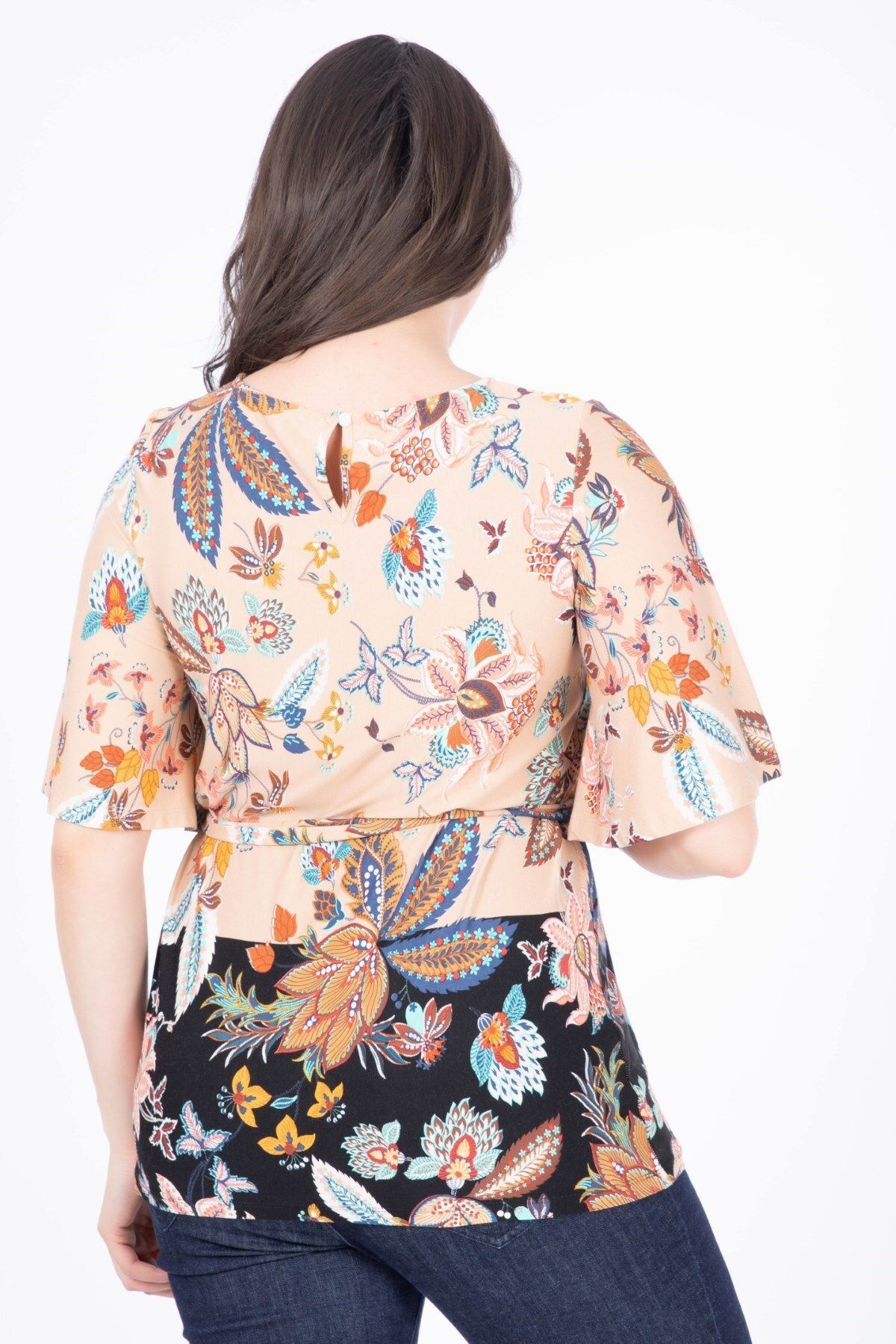 MYLİNE-Cape Sleeve Patterned Blouse 3