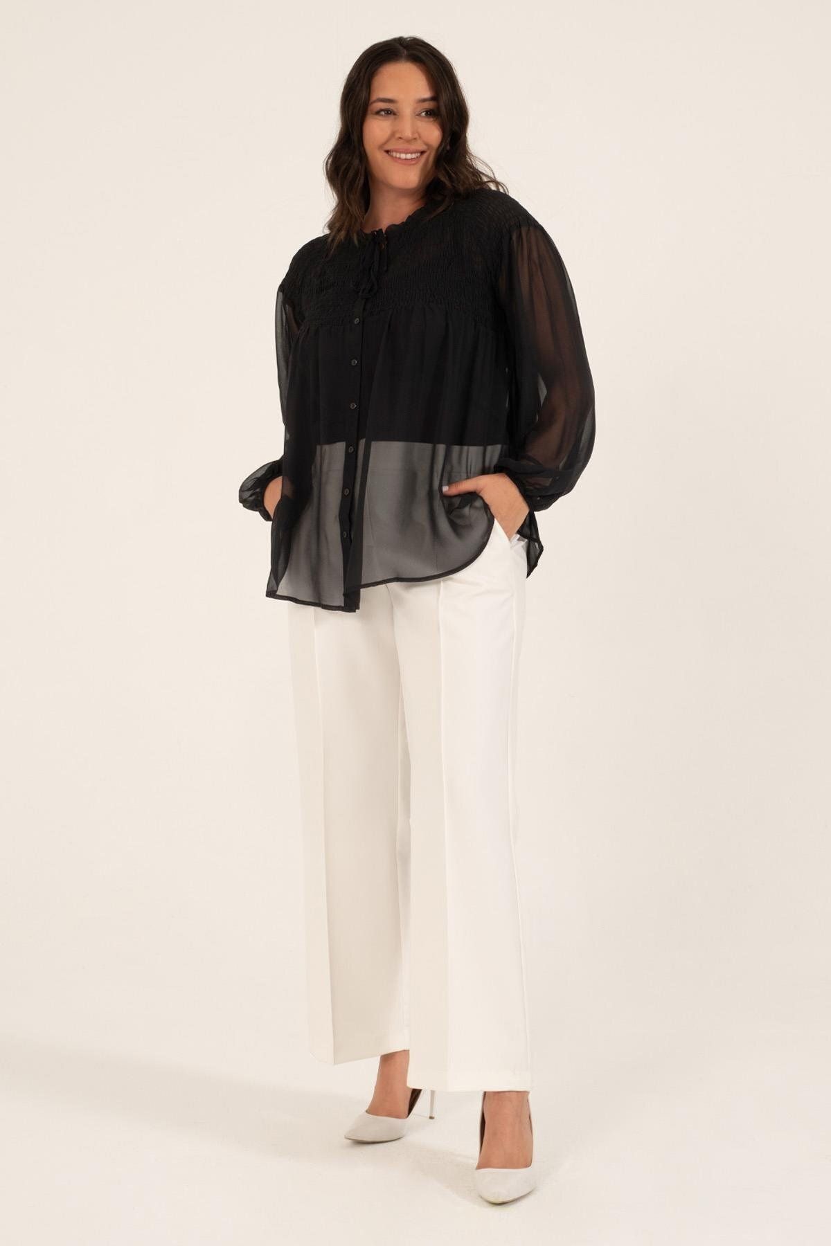 MYLİNE-Gipe Detailed Chiffon Blouse 2