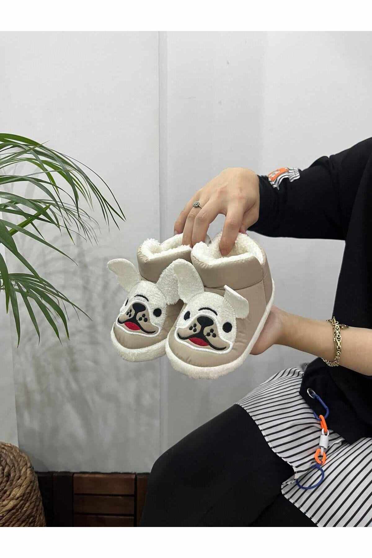 Behtah Kundura-Children's Non-Slip Sole Slippers Cotton Lined Dog Patterned Multi-Purpose School Nursery Shoes Home Shoes 2