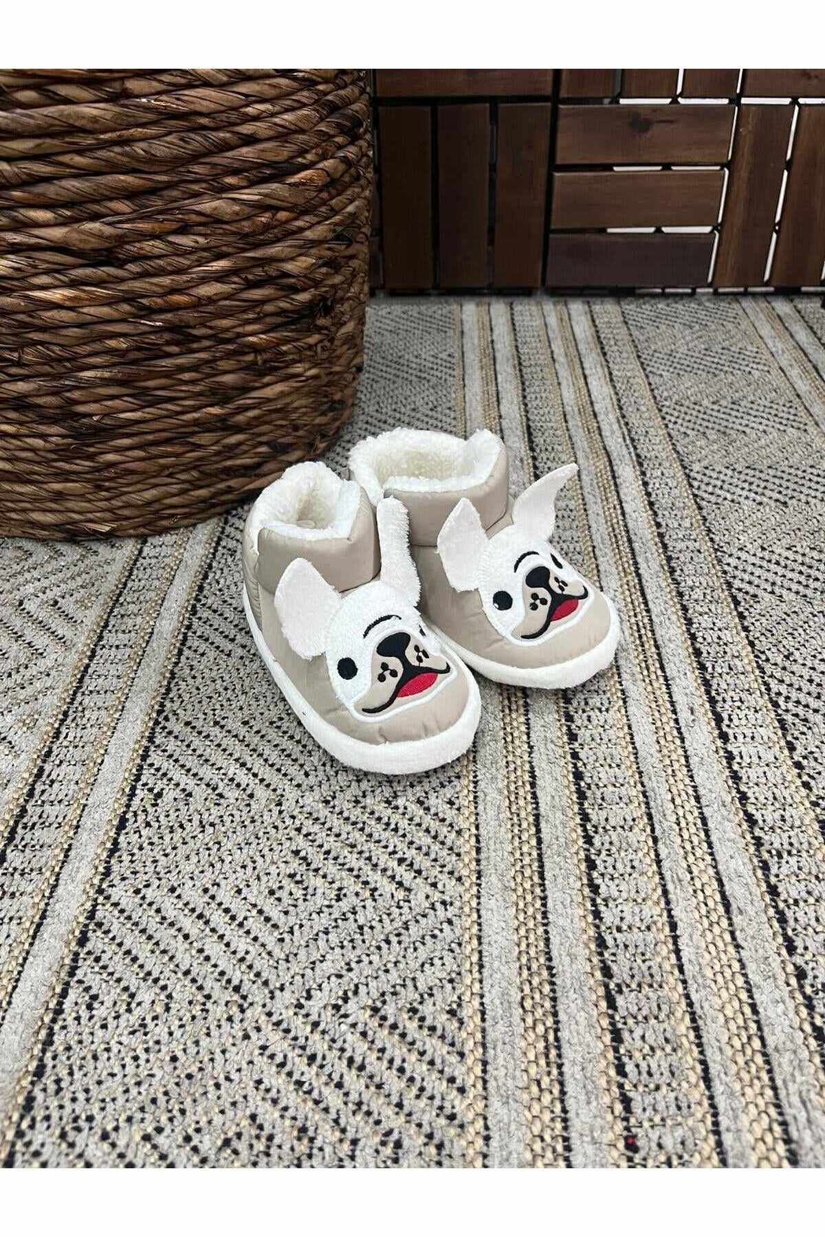 Behtah Kundura-Children's Non-Slip Sole Slippers Cotton Lined Dog Patterned Multi-Purpose School Nursery Shoes Home Shoes 4