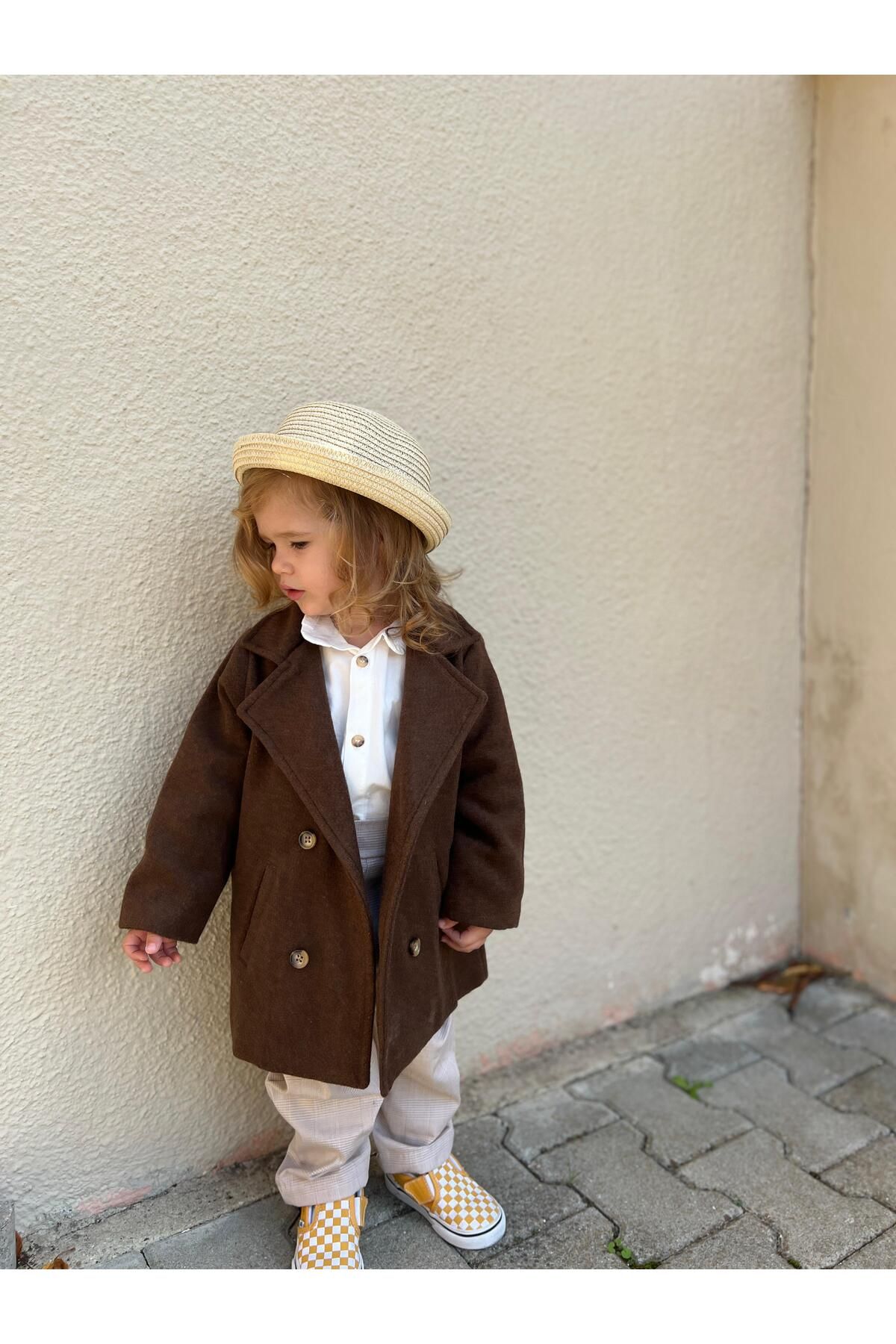 favorimkids-Brown Stamped Baby Kids Coat 8