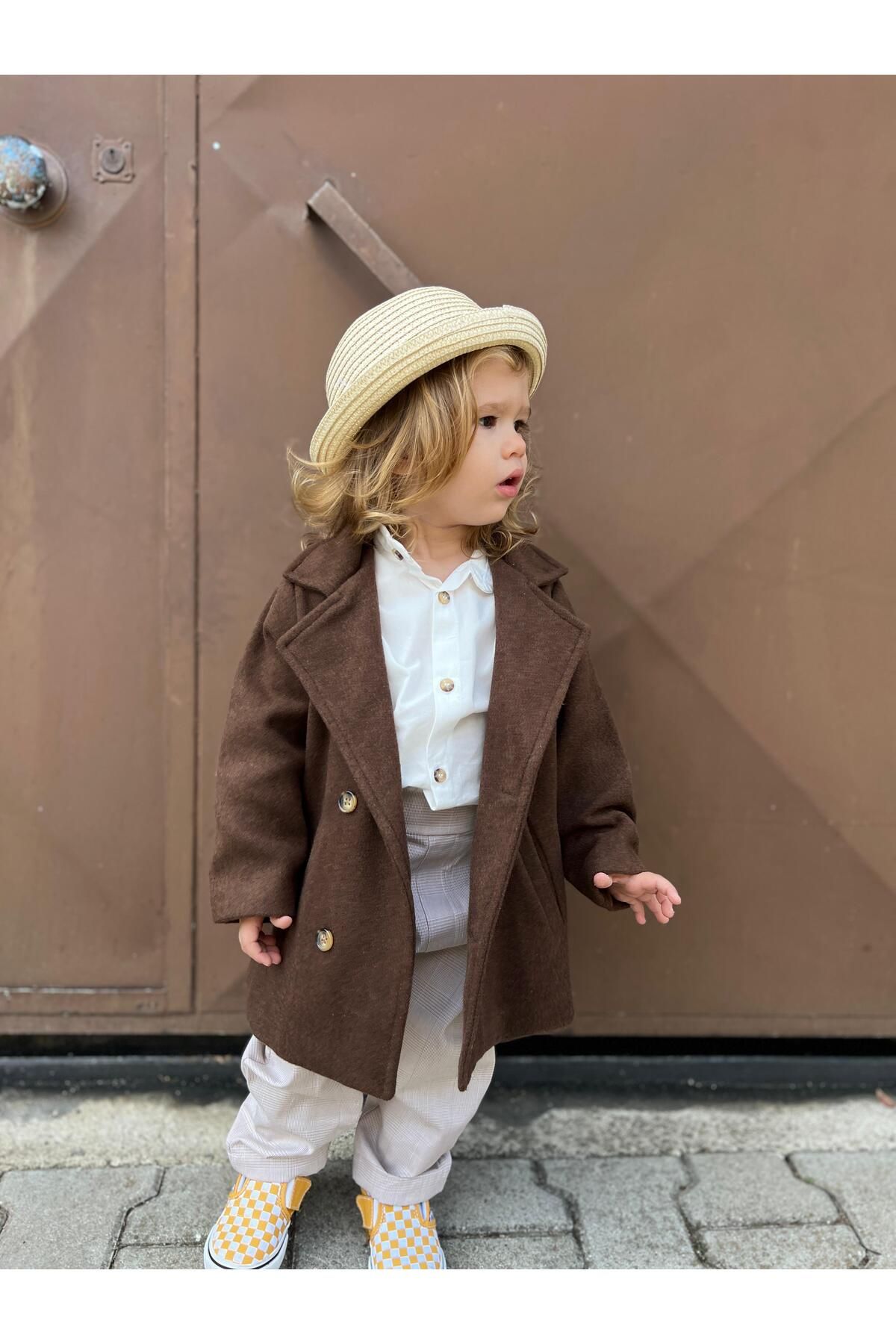 favorimkids-Brown Stamped Baby Kids Coat 7