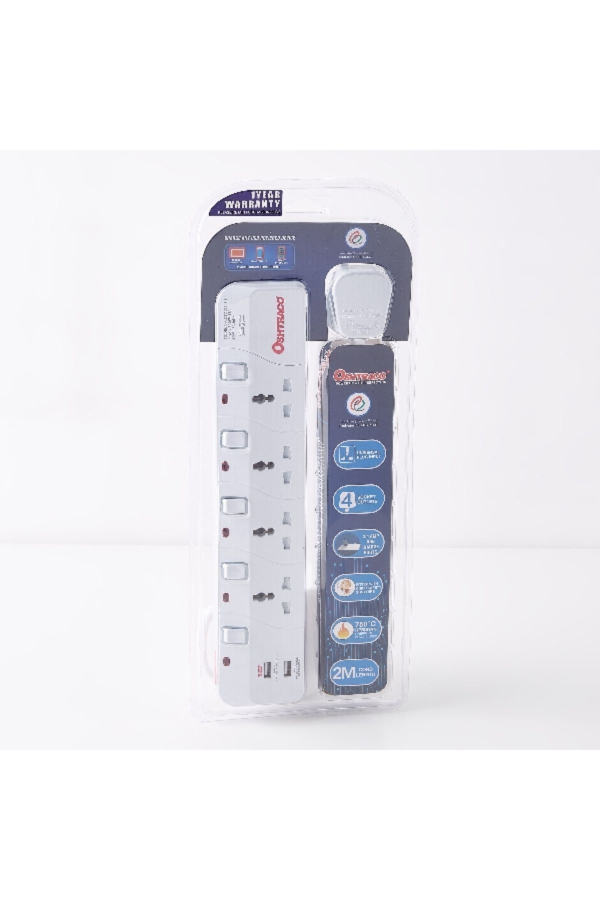Home Box-3-Way Switched Saso Extension Board with 2 m Cord 4