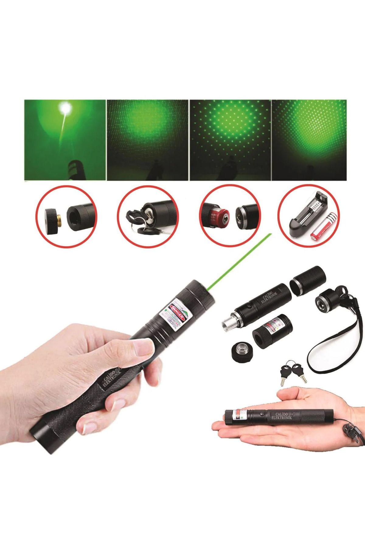 Light up Şarjlı Yeşil Lazer Yakıcı Pointer 15 Km lazer 1000 mv