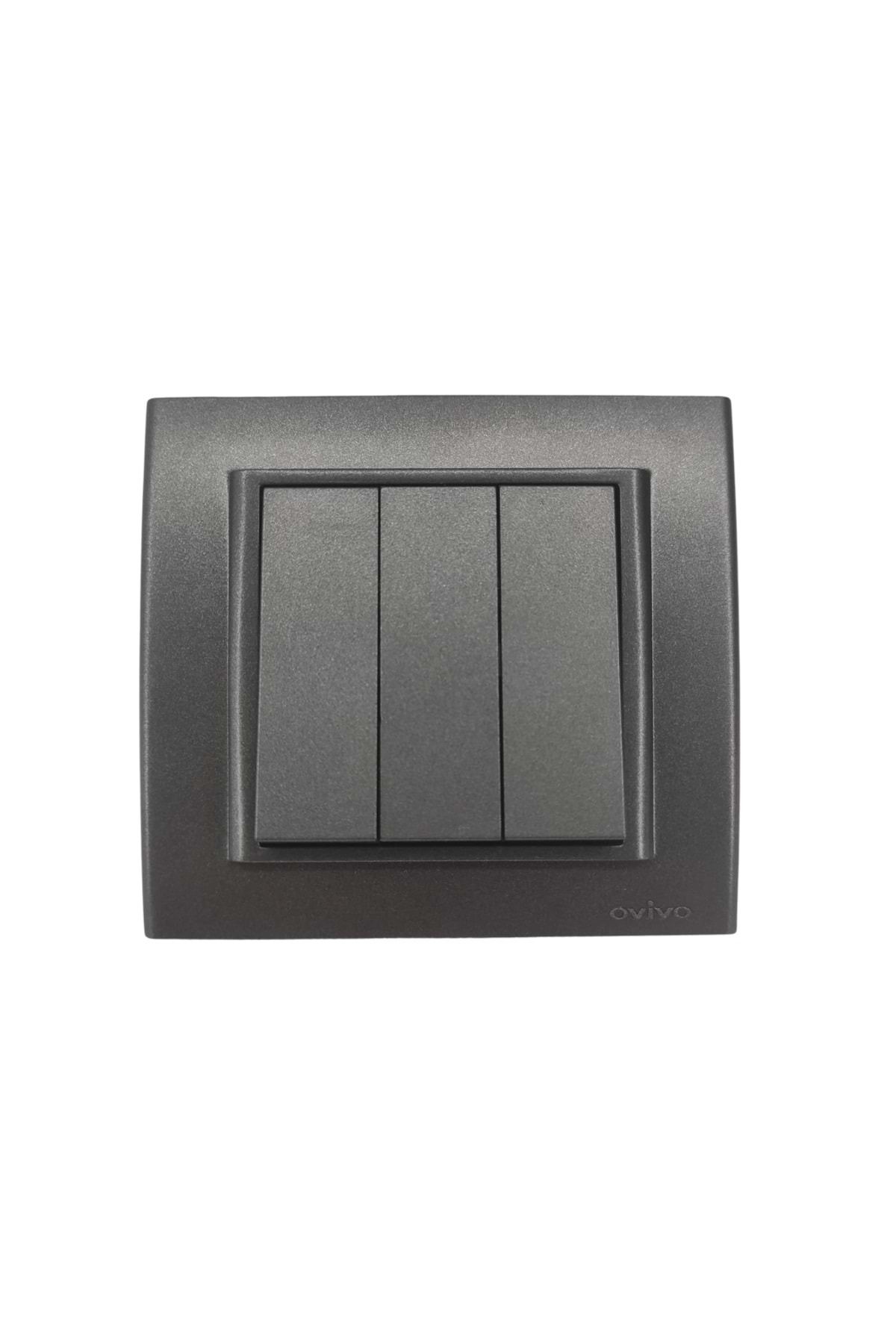OVİVO-Ovivo Grano Smoked - 6 Pieces Triple Switch Frame Set 3