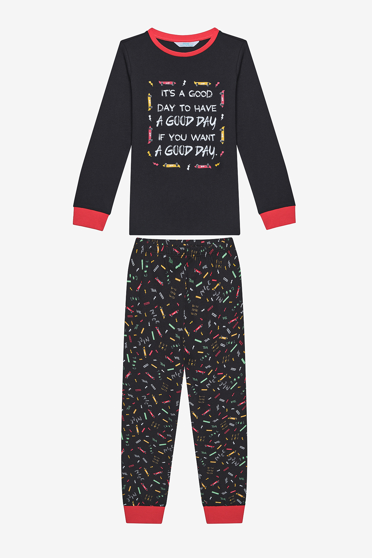 Penti-Wake Up 2-teiliges mehrfarbiges Pyjama-Set für Jungen aus Baumwolle 2
