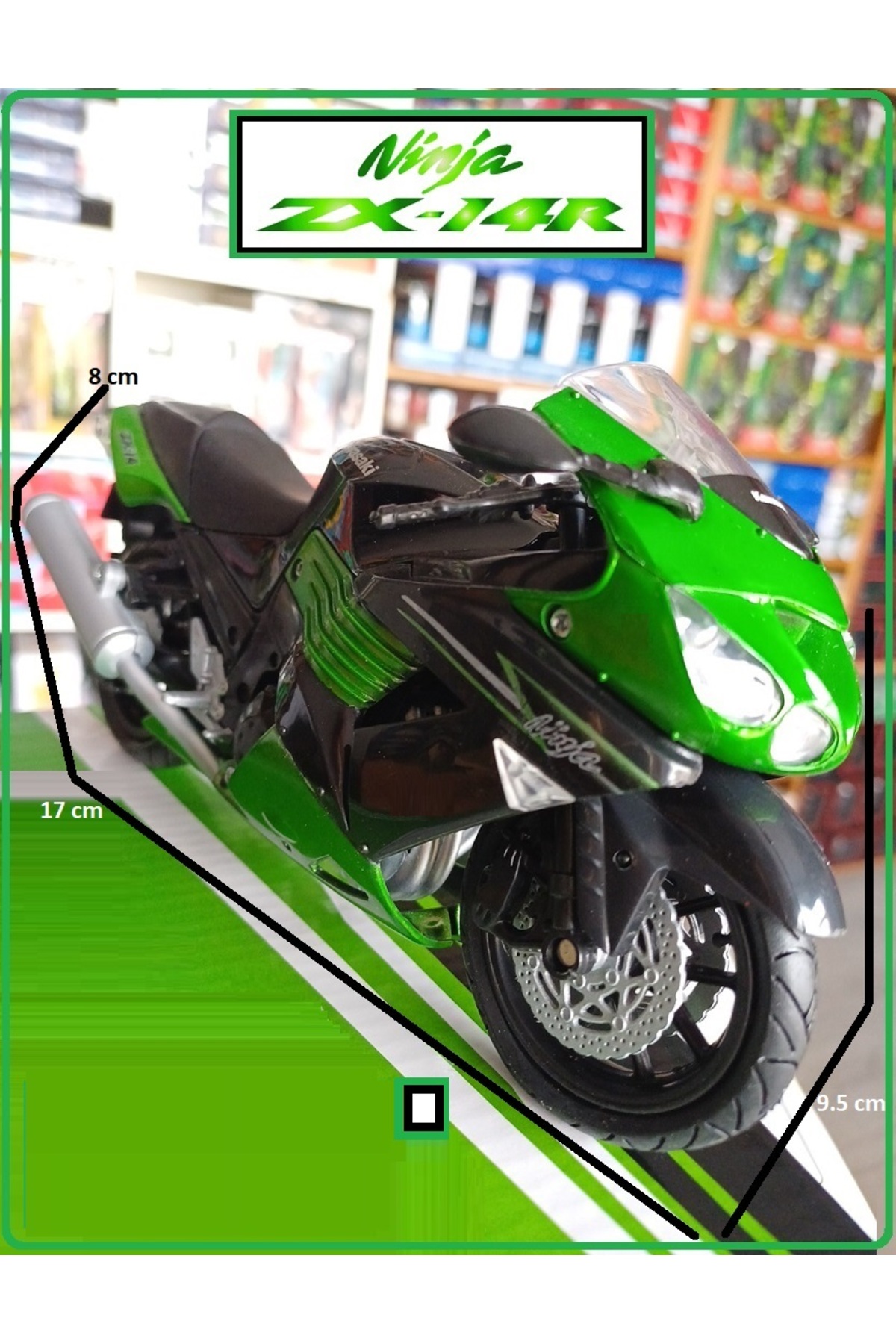 OYUNCAKSAHİLİ Kawasakı Ninja ZX-14 2011 Model 17cm Orjnal