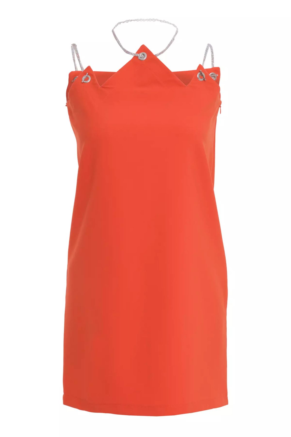 robe courte sans manches en crêpe orange