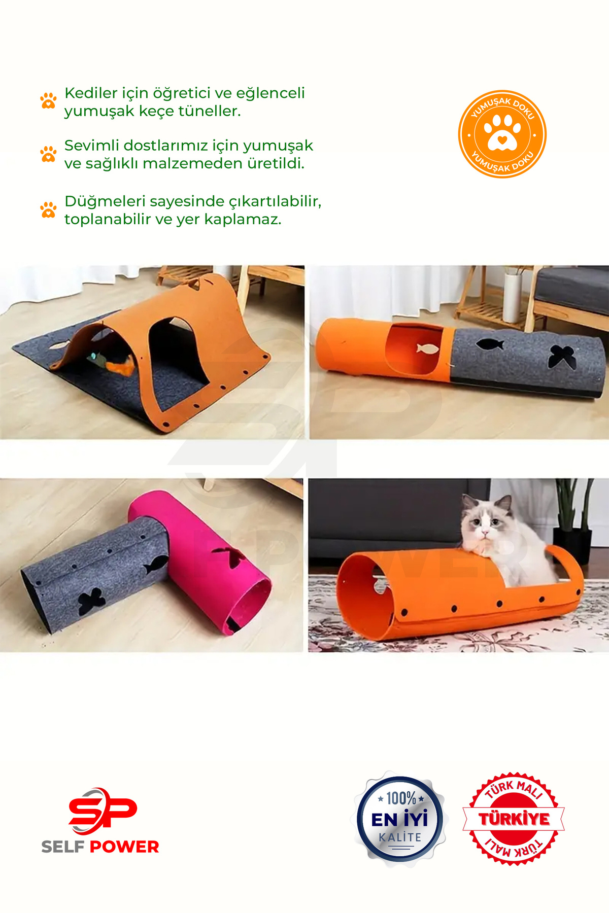 Self Power-Influential Cat Tunnel Play Mat - Play Set with Kittens, Kittens and Rabbits 6