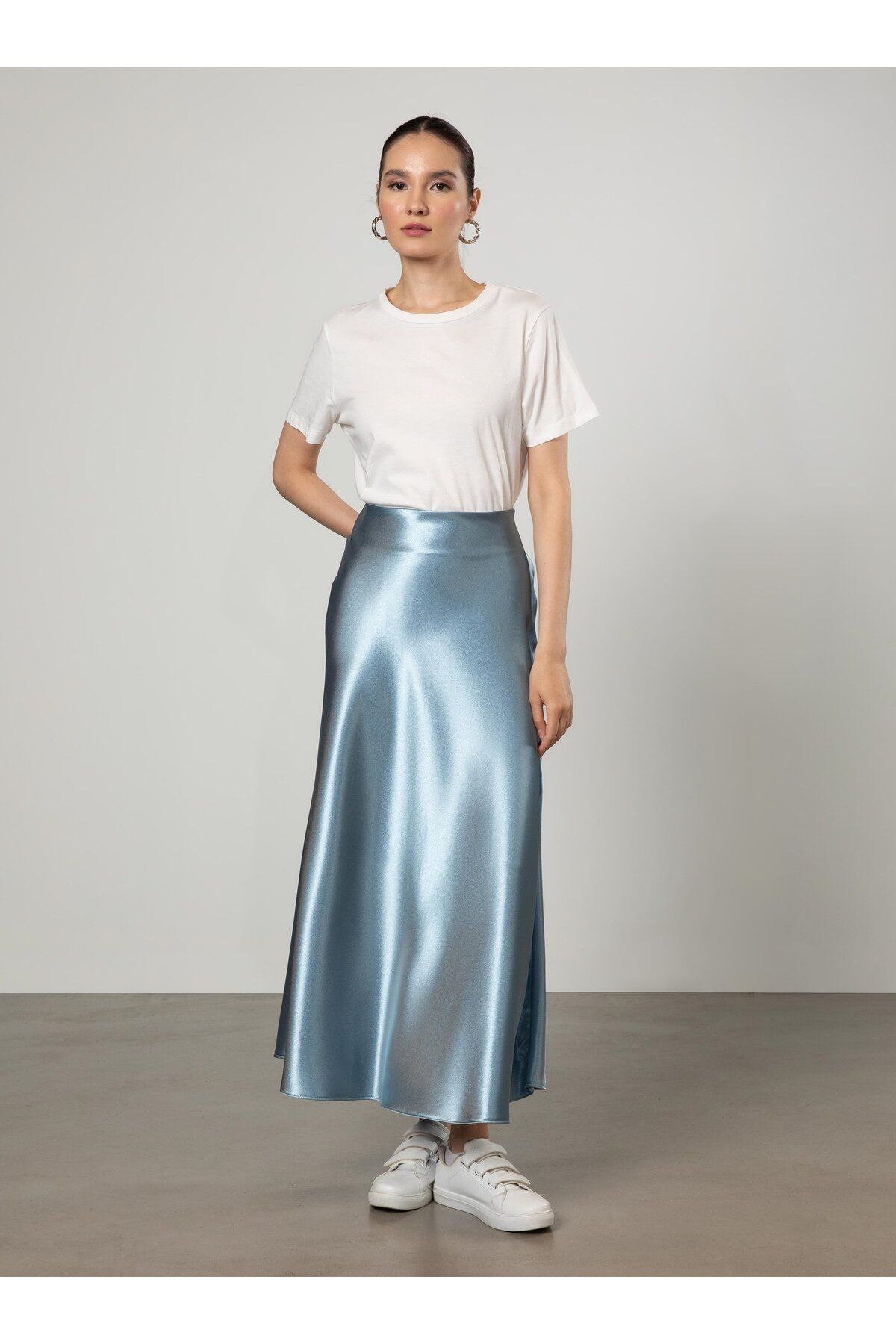 Refka-Anthracite Fish Form Satin Skirt - Refka 2