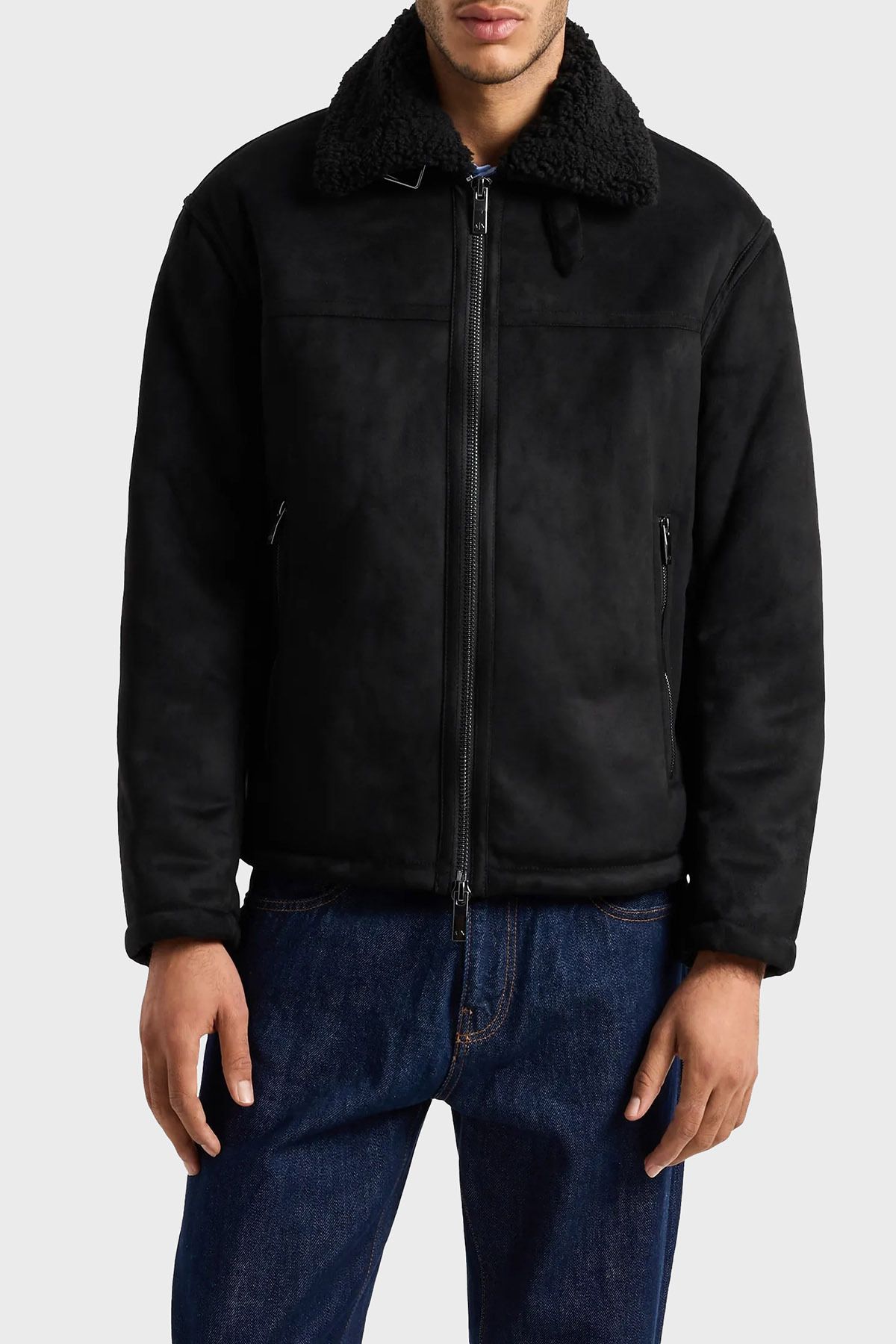 لوگوی جیر کت یقه تک با تناسب معمولی کت مردانه 6DZB03 ZE1FZ 1200 Armani Exchange