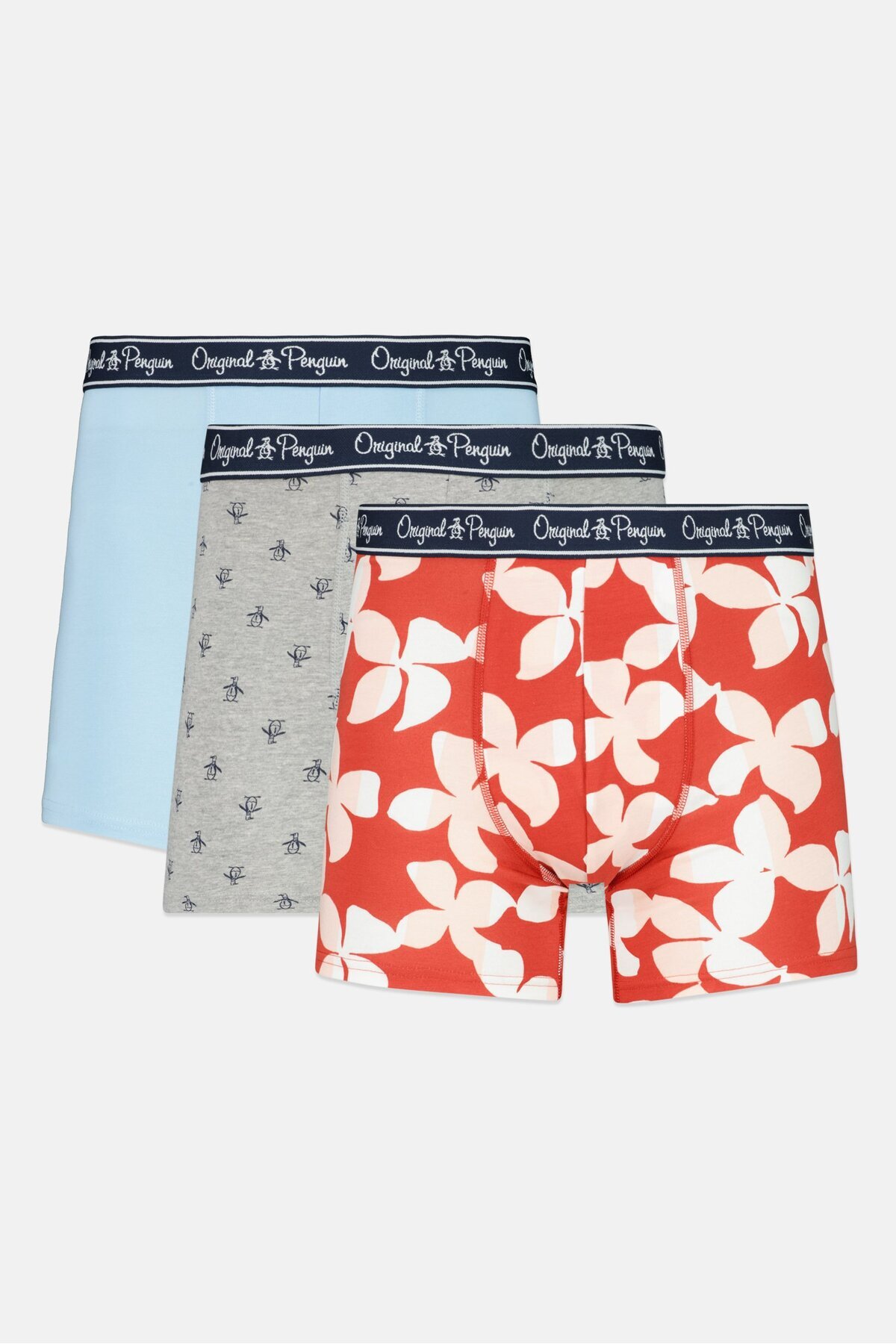 Original Penguin-Men 3 Pieces All Over Print Boxer Briefs, Red 1