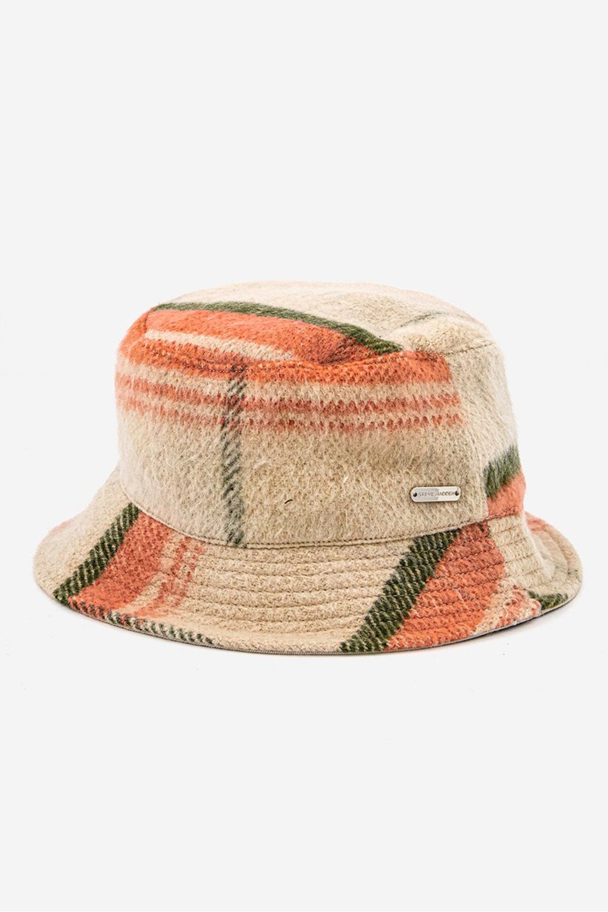 Steve Madden-Women Plaid Hat, Light Peach 2