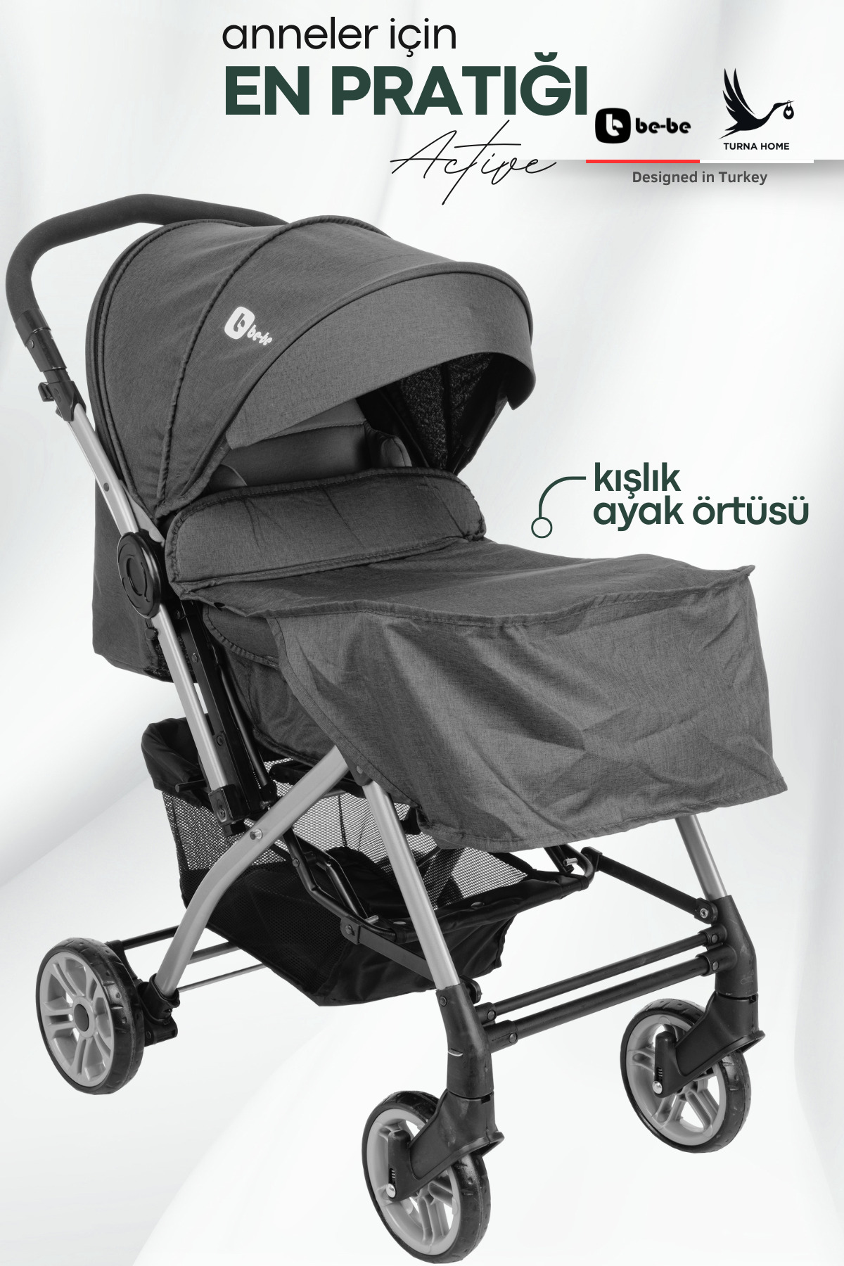 4 Baby Be-be Turnahome Active Çift Yönlü Tam Yatış Pozisyonlu Pratik Katlanır Mama Tablalı Bebek Arabası fotoğrafı 6 (önizleme)