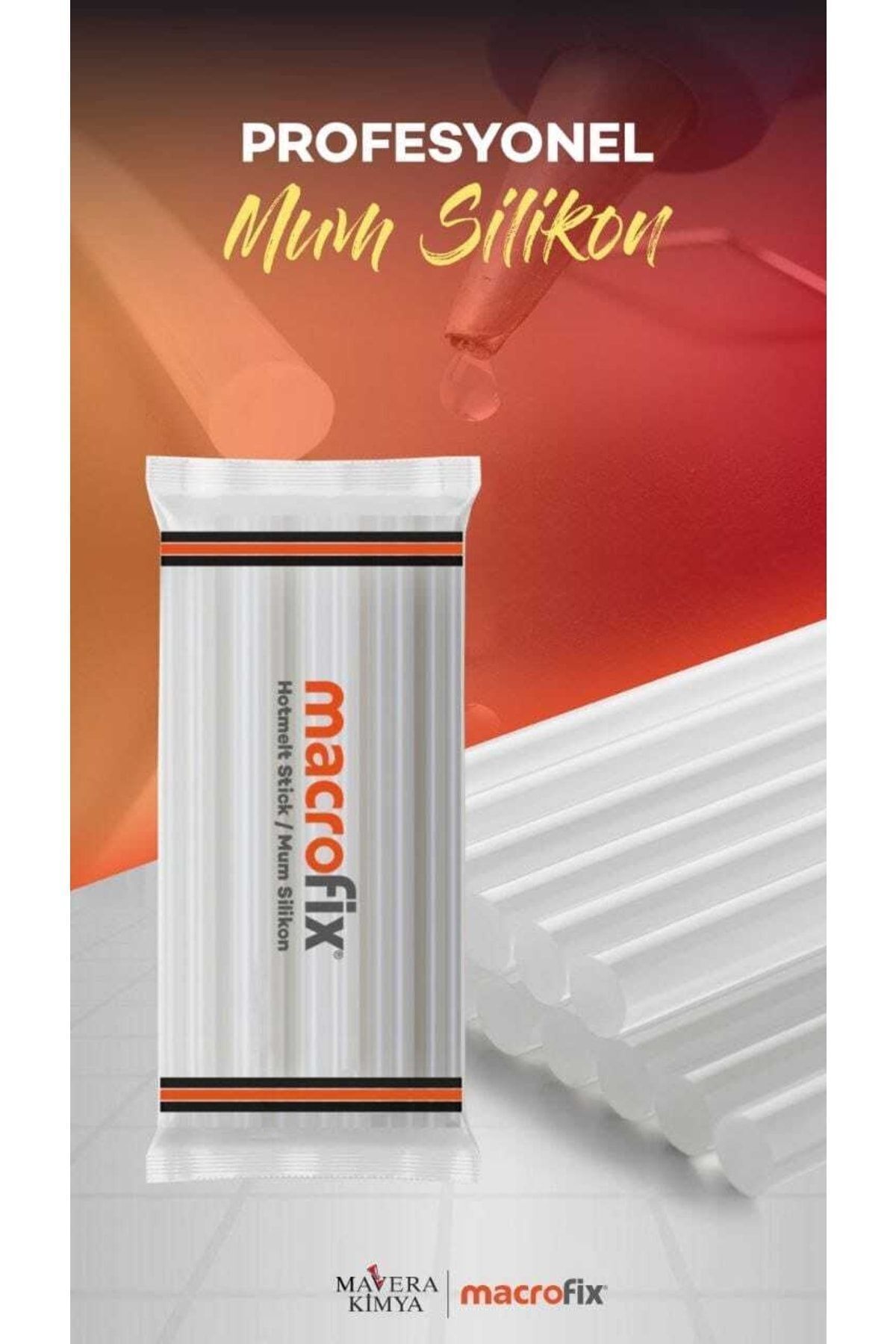 Macrofix Ince Mum Silikon 1 Kg 30 Cm 7.4 Mm Ince Çubuk Silikon Sıcak 1. Kalite Tabanca Yapıştırma Slikon