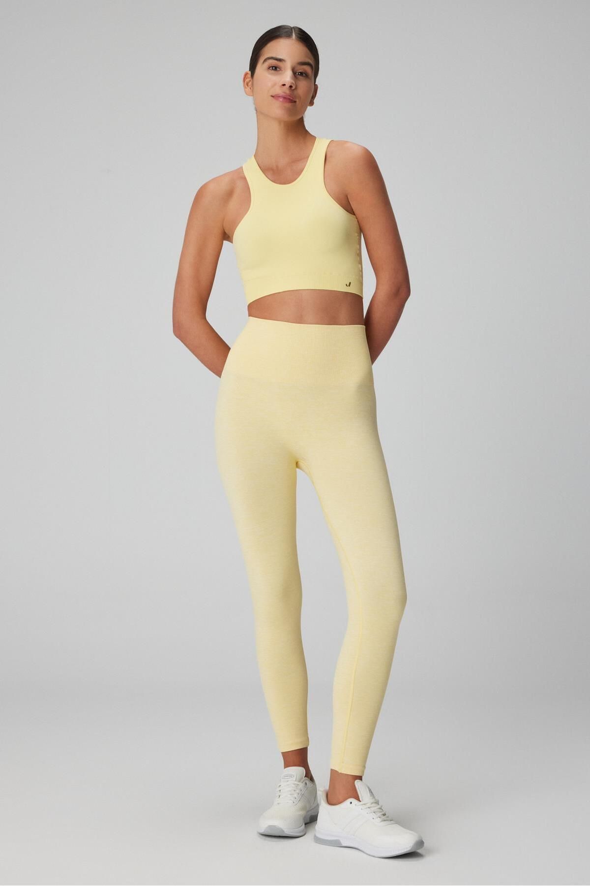 Jerf-Palmi Melange Patterned High Waist Leggings Yellow 1