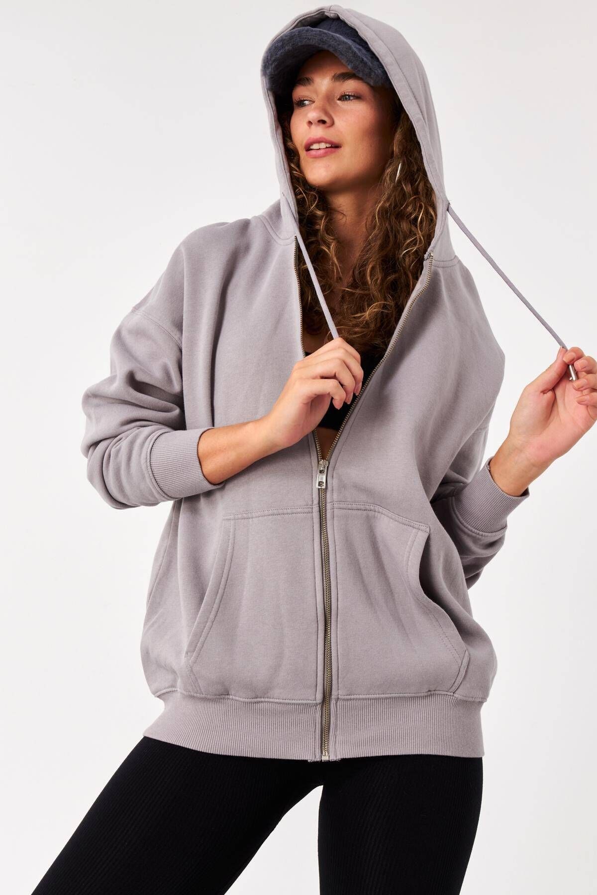 Addax Şardonlu Fermuarlı Oversize Sweatshirt H9476-g12v3