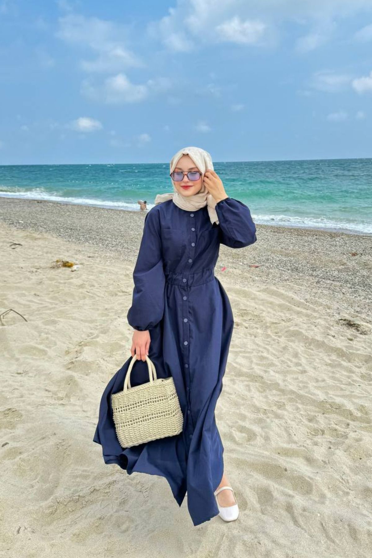 پیراهن آبی زنانه حجاب اندازه کامل لباس lurex moda