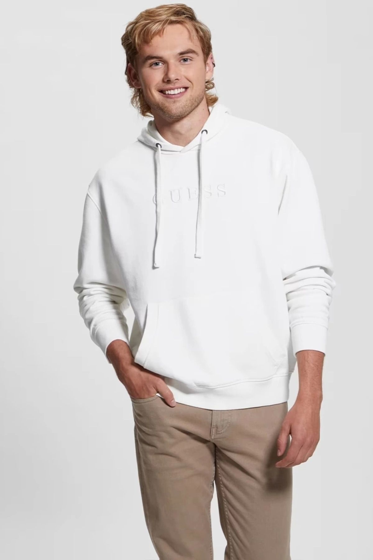 سویشرت سفید مردانه پیراهن اورجینال Guess