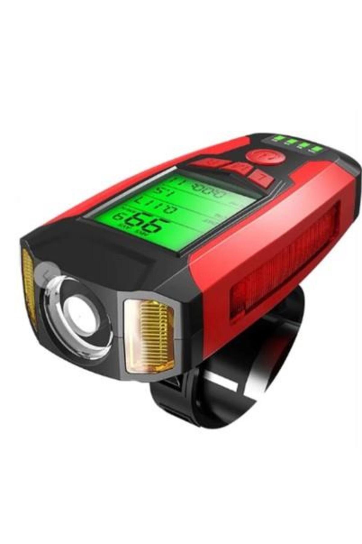 Forte Gt 3 In 1 Bicycle Flashlight 5 Led Function Km Counter Waterproof Headlight Red