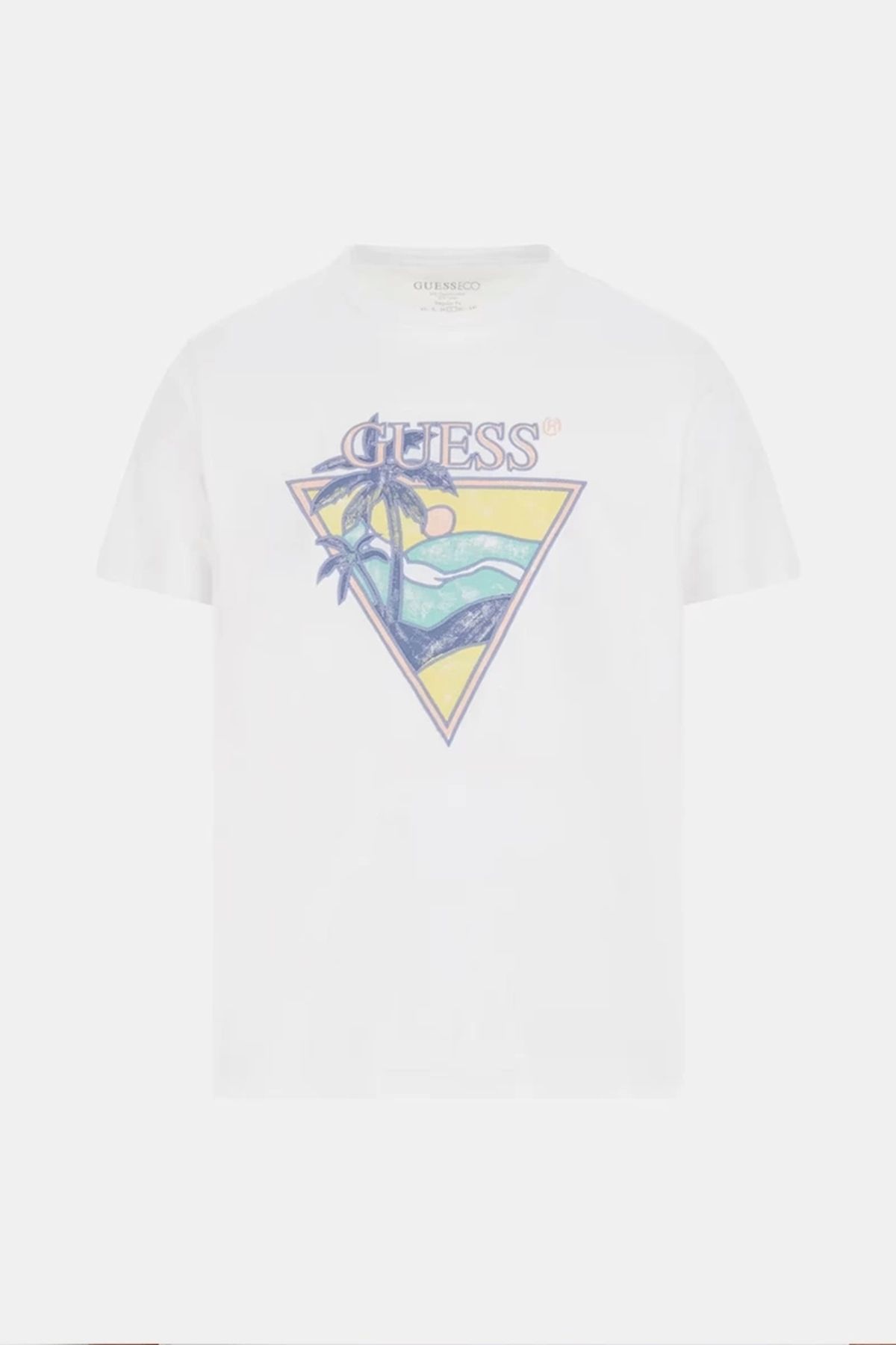تی شرت سفید مردانه یقه دوچرخه طرح دار نر CN Summer Guess