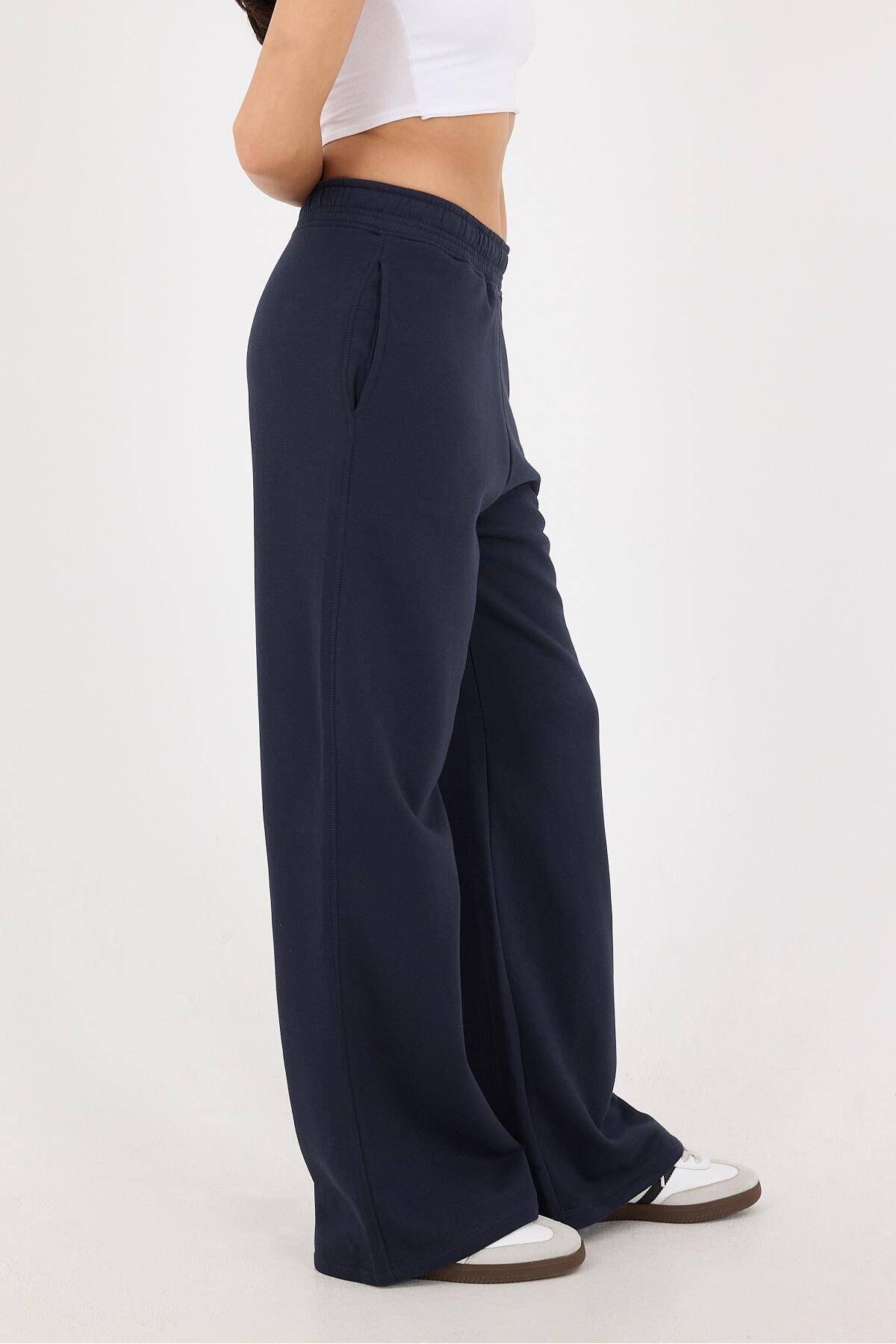 Addax-Wide Leg and Elastic Waist Sweatpants Eşf1532-W12 4