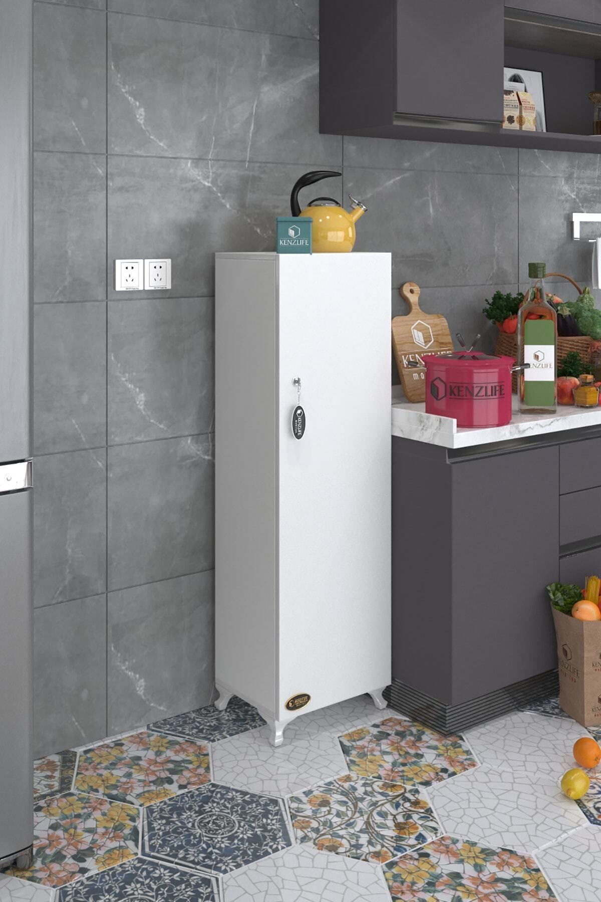 Kenzlife Mutfak Dolabı Zehra 128*030*032 Byz Kilitli Ayaklı Banyo