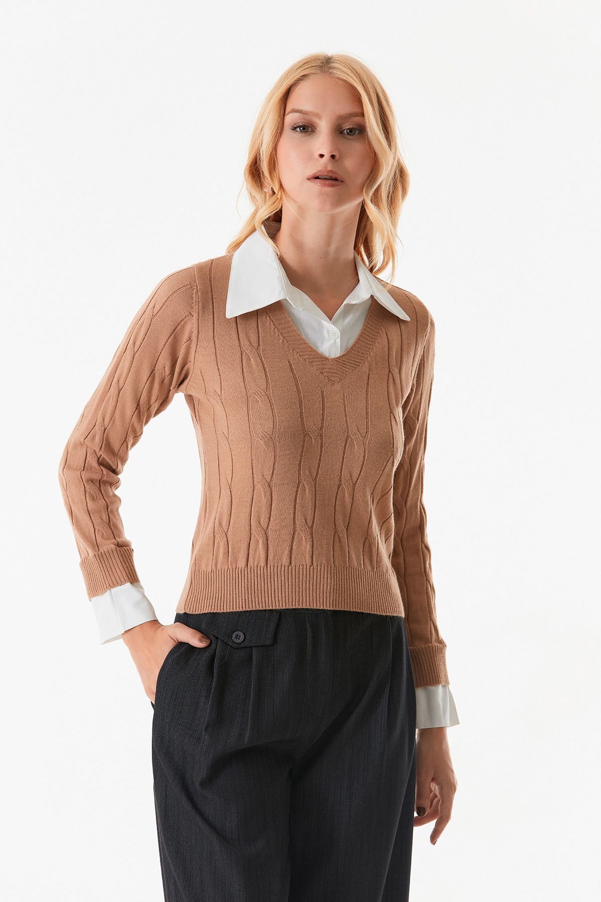 Fulla Moda-Knitwear Sweater - Hair Braided and Shirt Detail 2