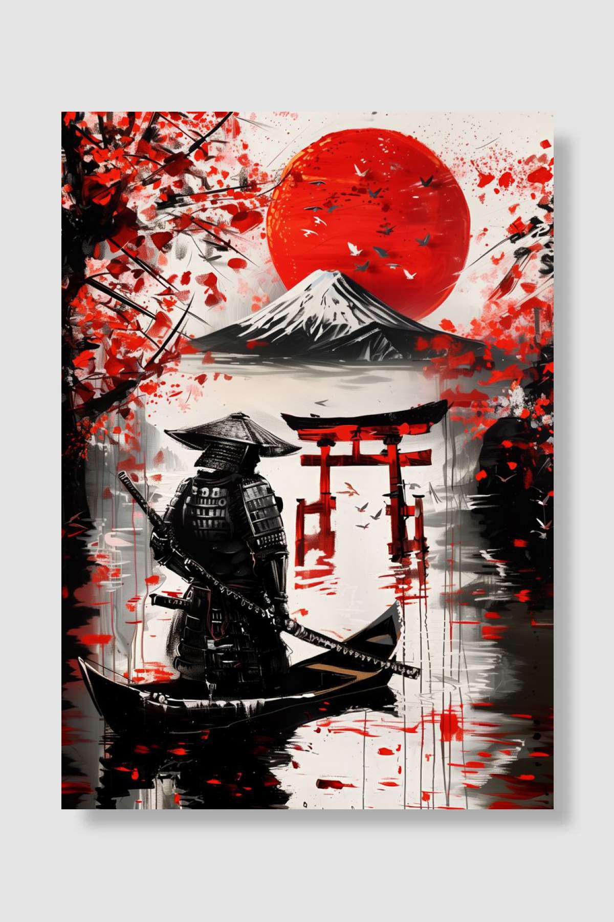 kubdekor Abstract Samurai oil painting style Popart Poster Dekoratif ...
