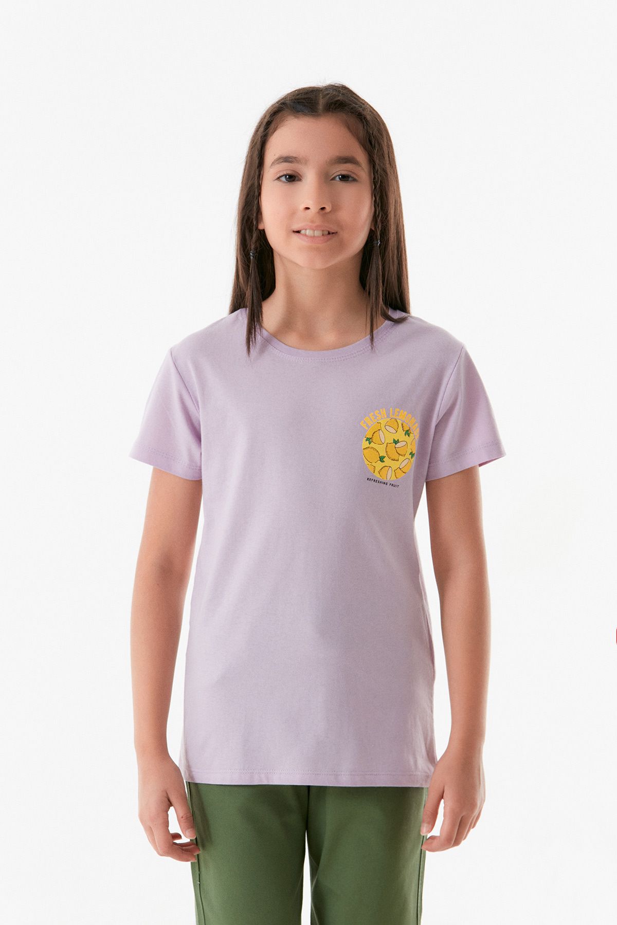 Fulla Moda-Lemon Printed Girl's T-Shirt - Front and Back 1