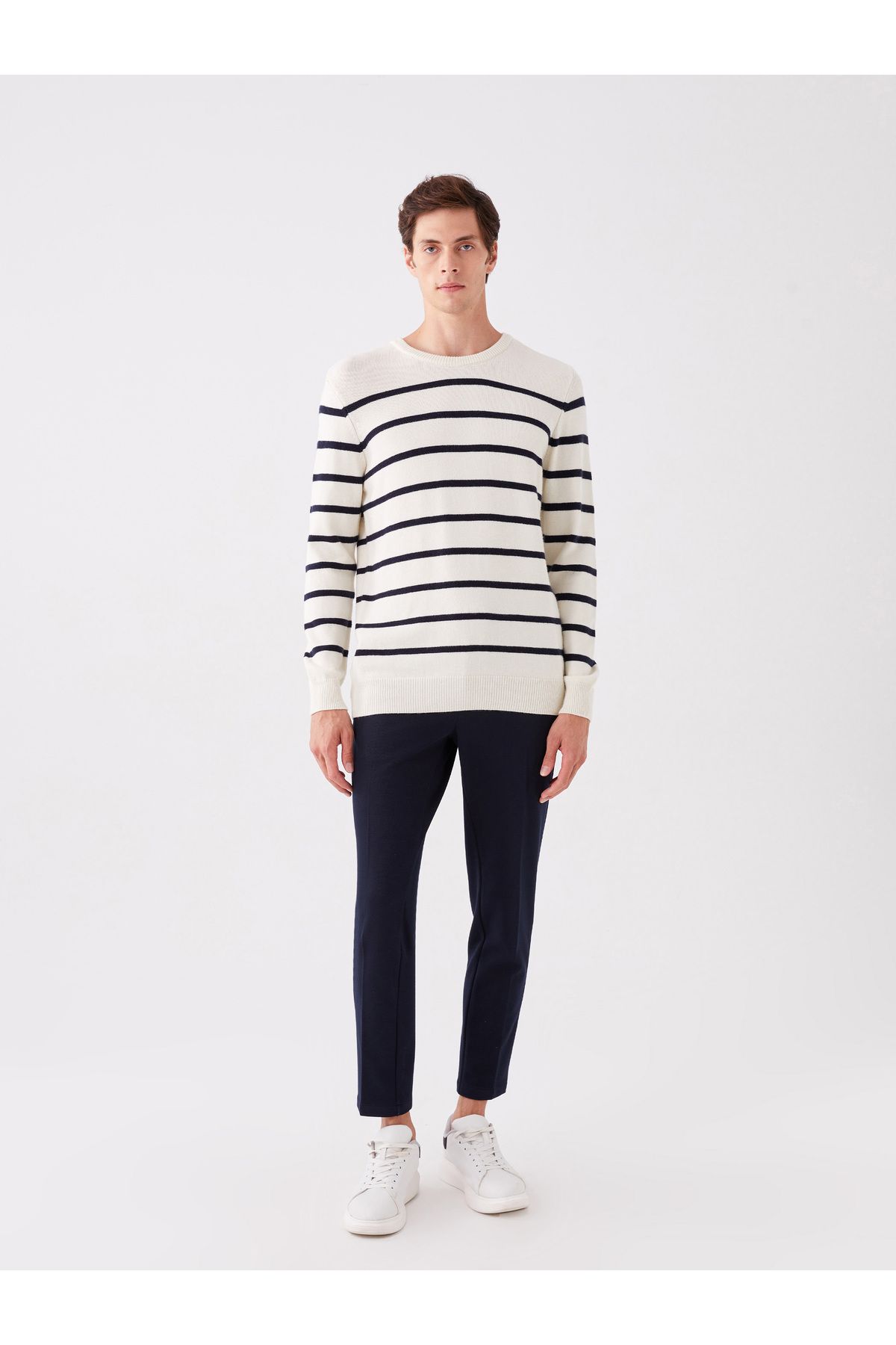 LC Waikiki-Crew Neck Long Sleeve Striped Men's Knitwear Sweater 3