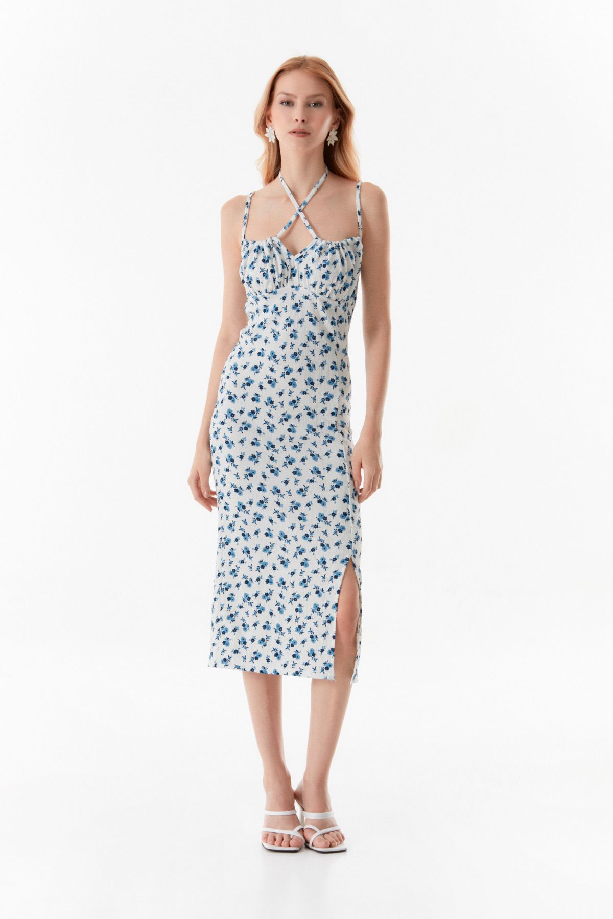 Fulla Moda-Rochie cu bretele cu modele florale 2
