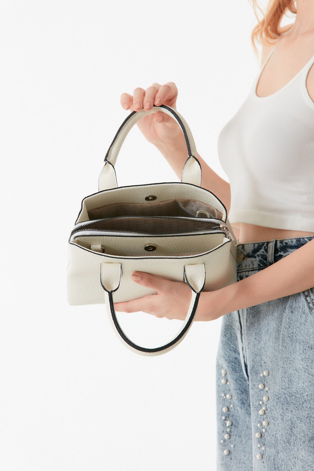 Fulla Moda-Faux Leather Zipper Bag 6