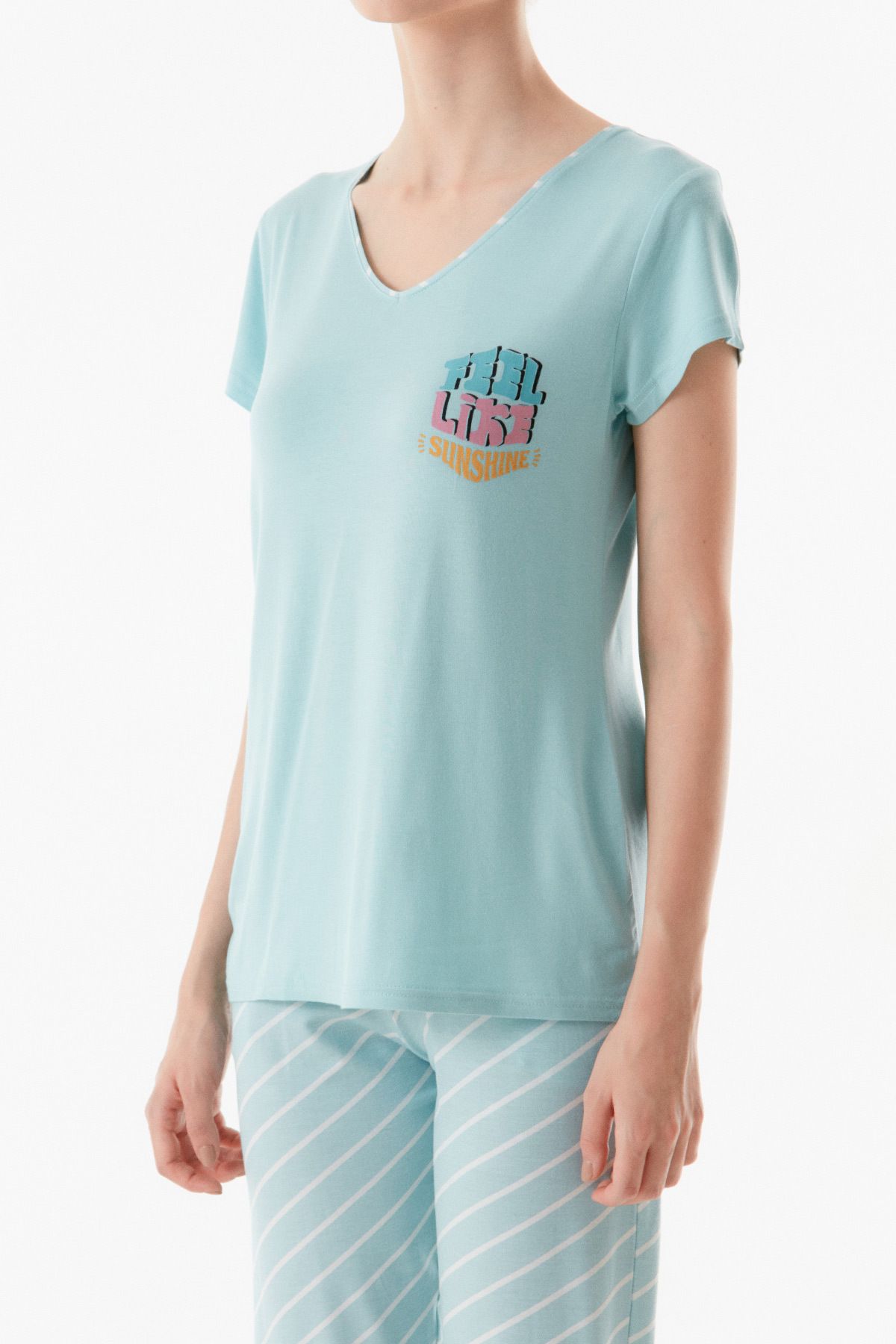 Fulla Moda-Crew Neck Text Printed Pajama Set 7