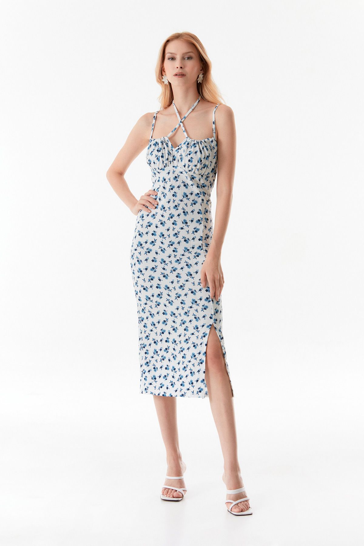 Fulla Moda-Rochie cu bretele cu modele florale 6