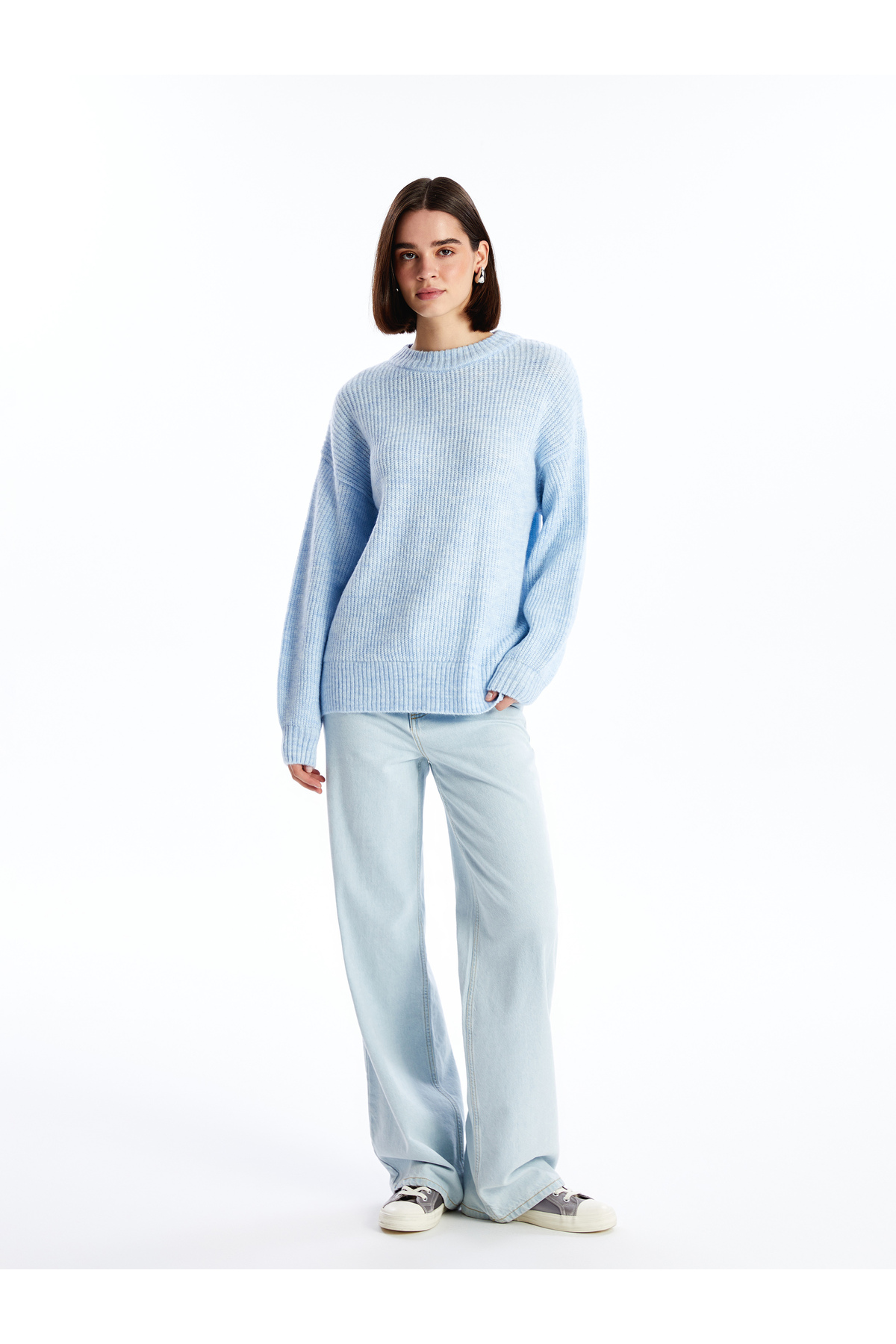 LC Waikiki Bisiklet Yaka Duz Uzun Kollu Kadin Triko Kazak