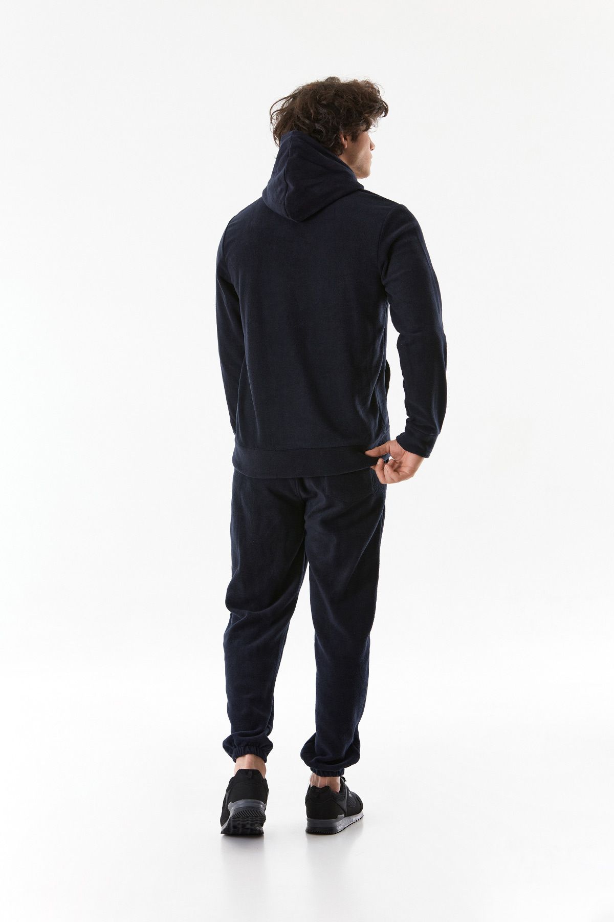 Fulla Moda-Hooded Fleece Sweatshirt - Text Embroidery and Kangaroo Pocket 6