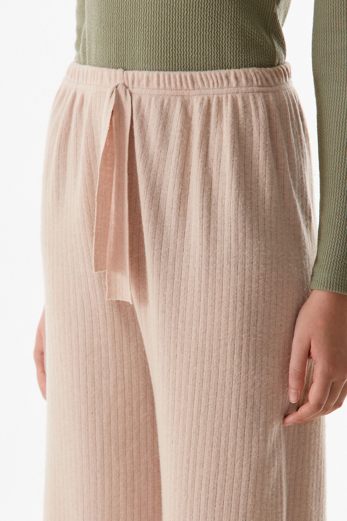Fulla Moda-Corded Basic Trousers with Elastic Waist 7