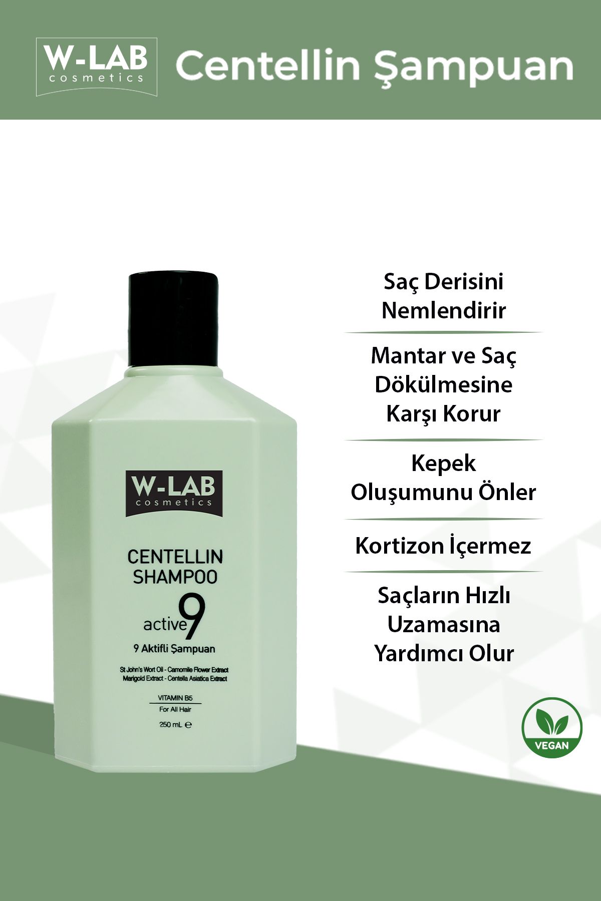 W-Lab Kozmetik Centellin 9 Aktifli Şampuan 250 ml