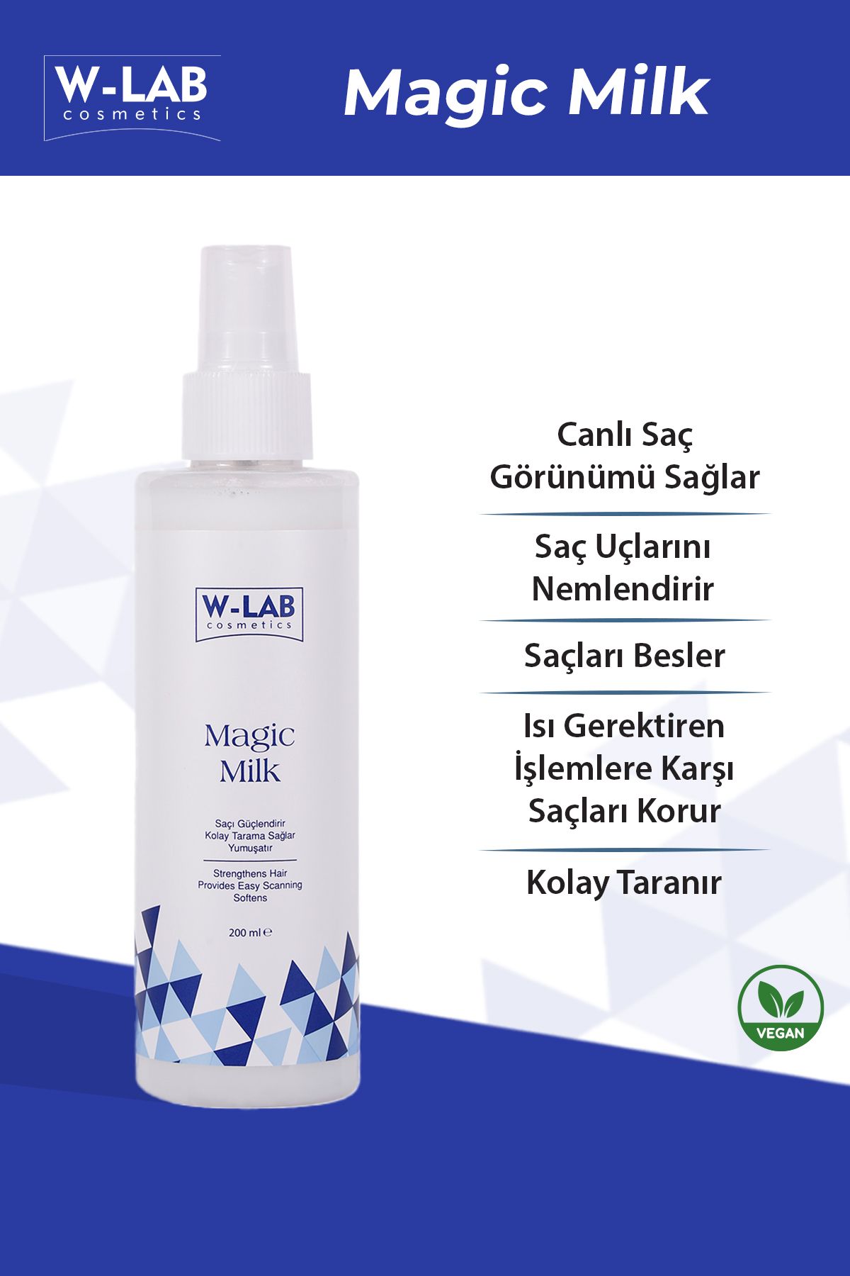 W-Lab Kozmetik Magic Milk Proteinli Saç Bakım Sütü 200 ml