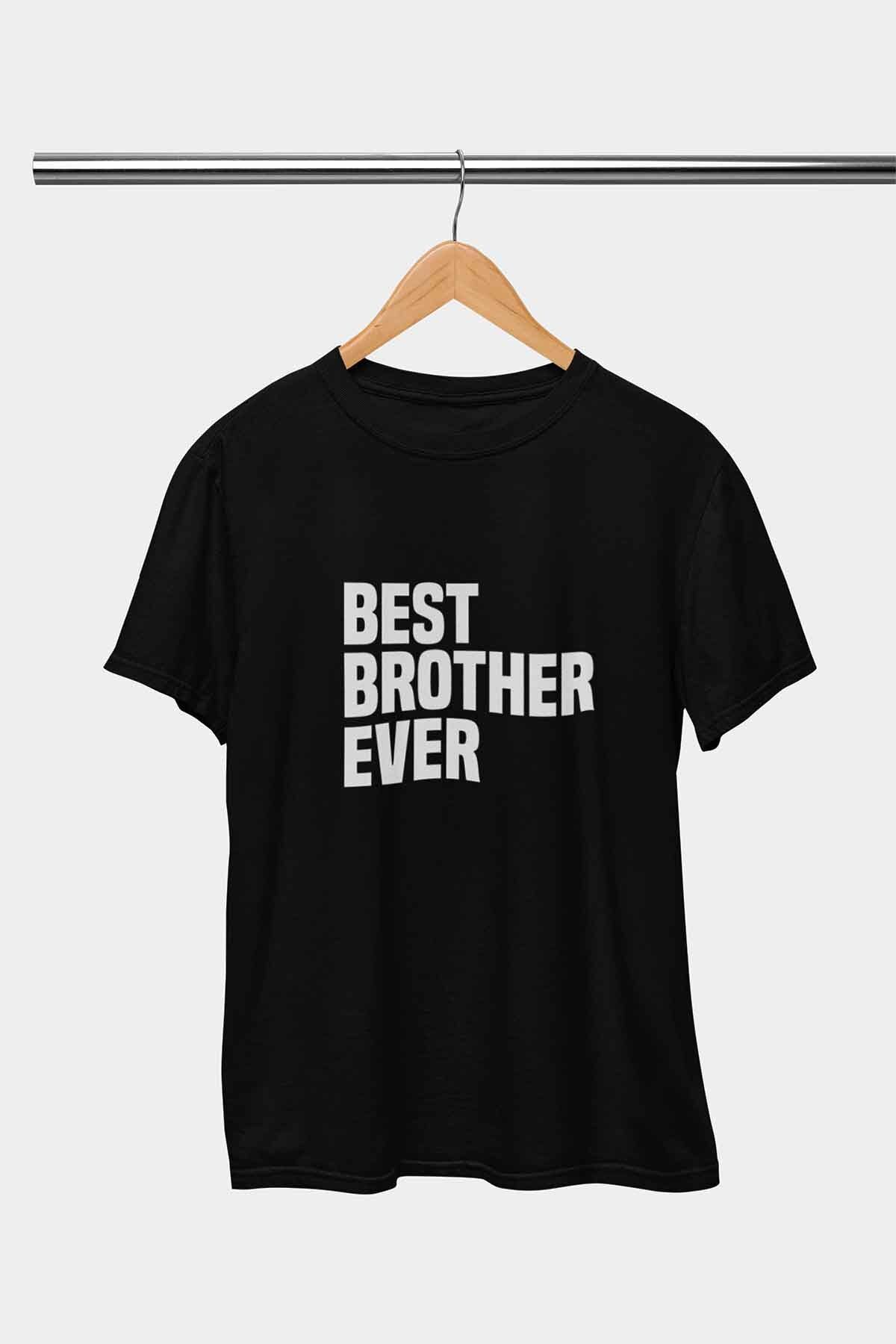 qoeuyl boutique-Cel mai bun frate vreodată imprimat pentru bărbați, frate, frate, cadou de aniversare, tricou negru unisex 1