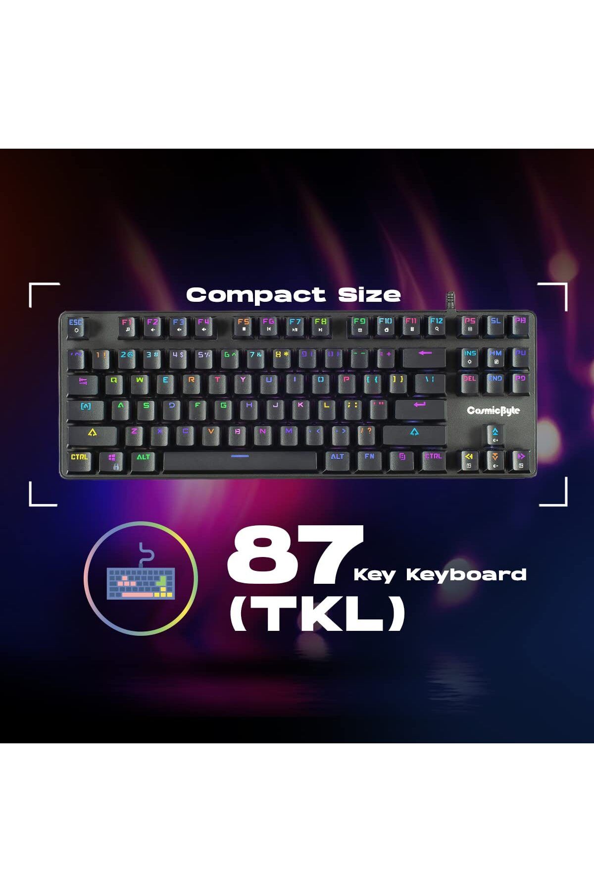 Cosmic Byte-Cosmic Byte CB-GK-34 Firefly RGB Ten-Keyless Keyboard, Outemu Red Switch (Black) 4