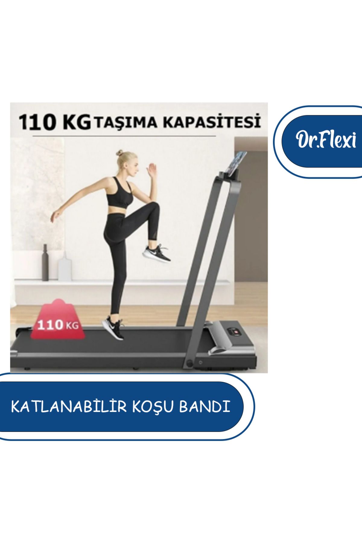 Dr.Flexi Kolçaklı Katlanabilir 7 Katmanlı Koşu Bandı 110 Kg Taşıma Kapasiteli Sessiz Portatif Yürüyüş Bandı