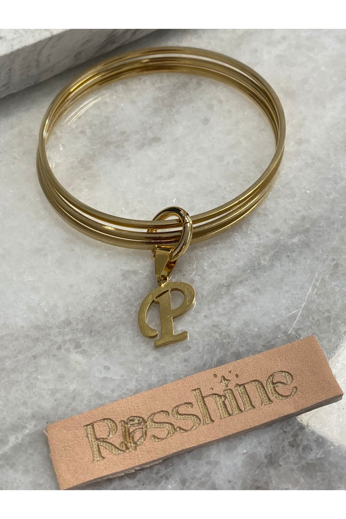 rosshine-Ajda Bracelet Compatible Steel Charm Handwritten Letter P (Excluding the Bracelet) 2