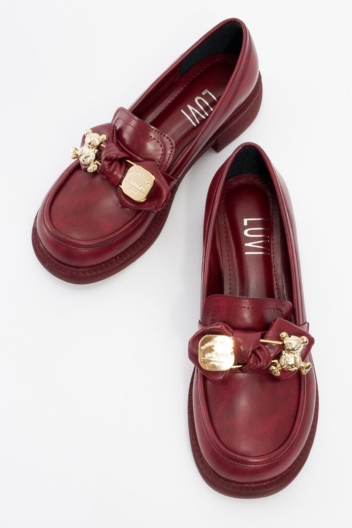 LuviShoes-ARDEN Claret Red Skin Damen-Loafer 2