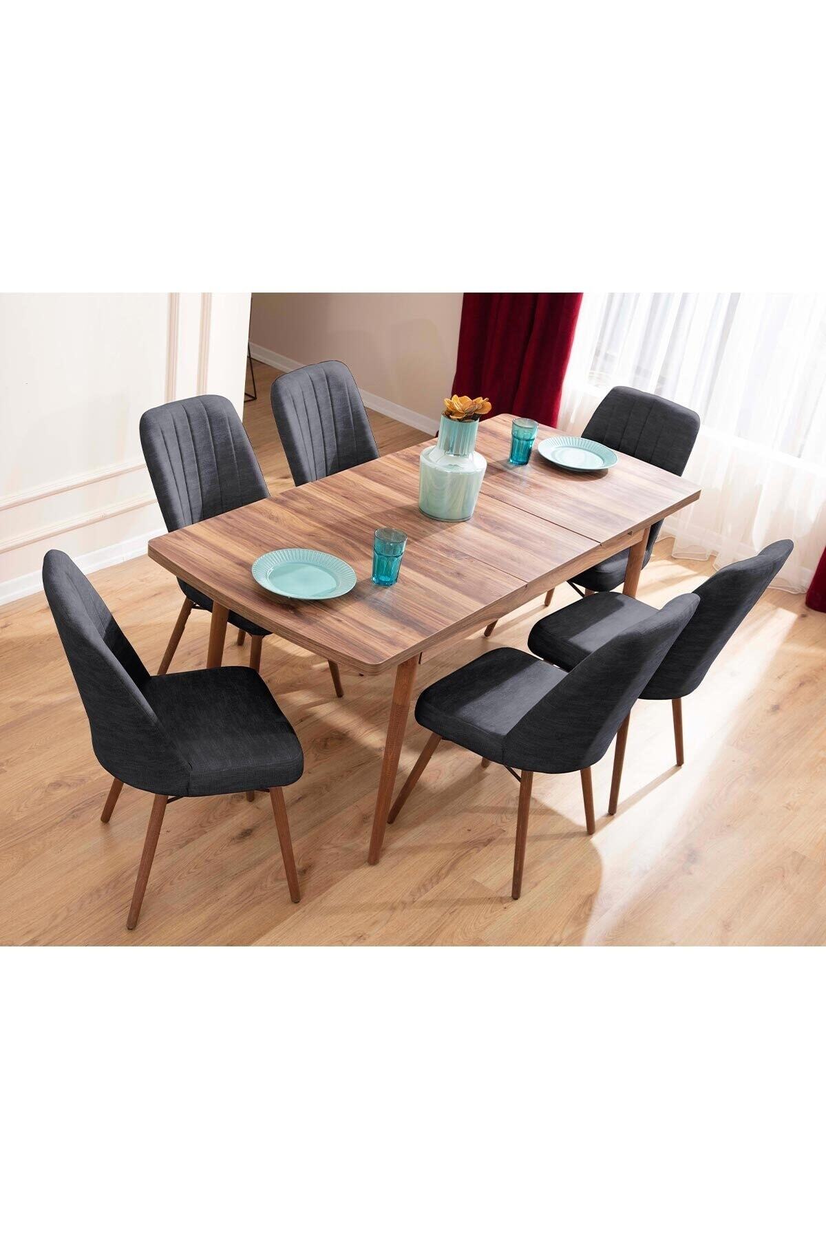 Lidyana 6 Chair Kitchen Tableware Anthracite