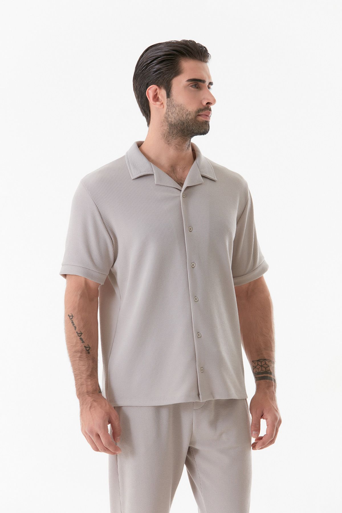 Fulla Moda-Short Sleeve Basic Corduroy Shirt 3