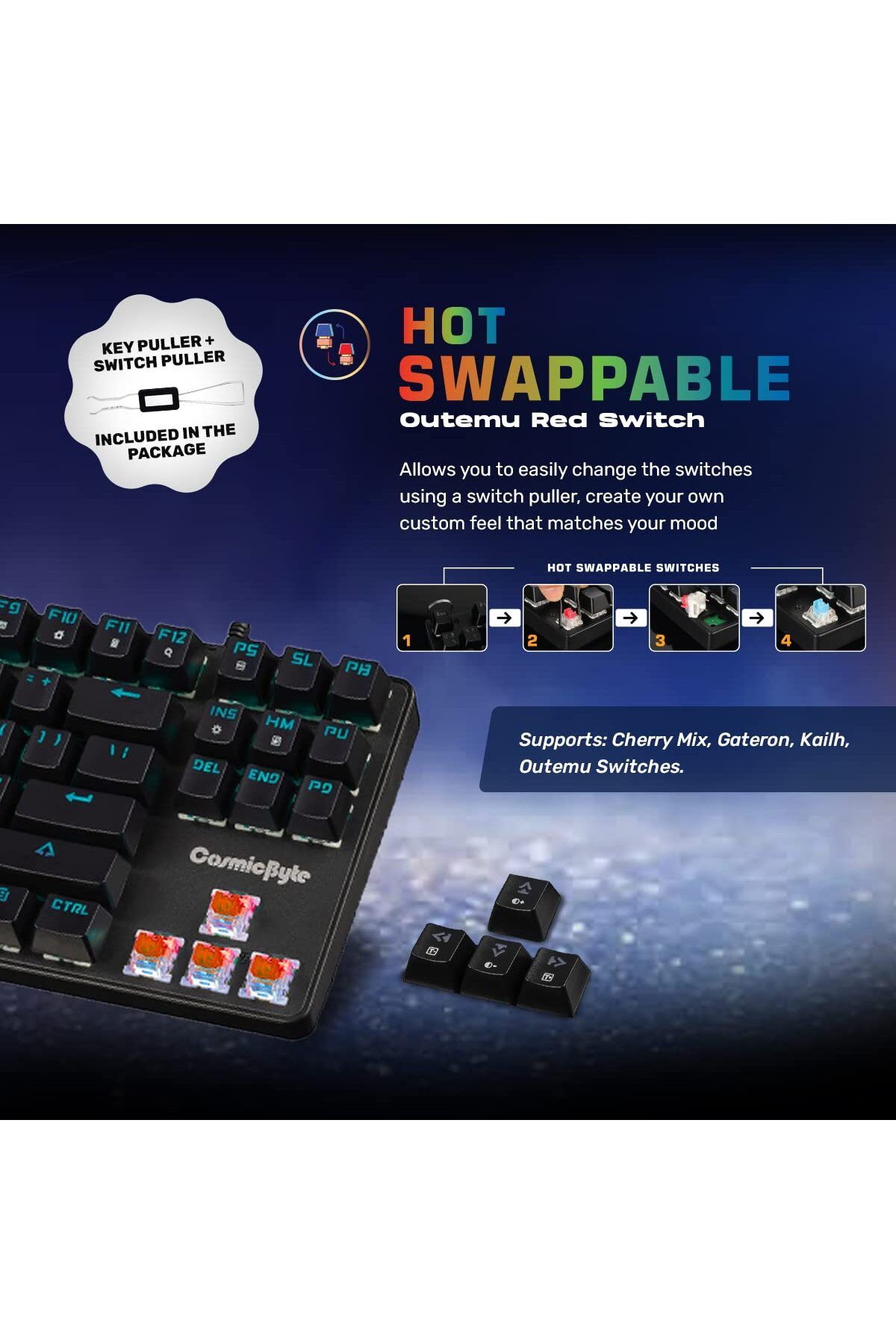 Cosmic Byte-Cosmic Byte CB-GK-34 Firefly RGB Ten-Keyless Keyboard, Outemu Red Switch (Black) 2