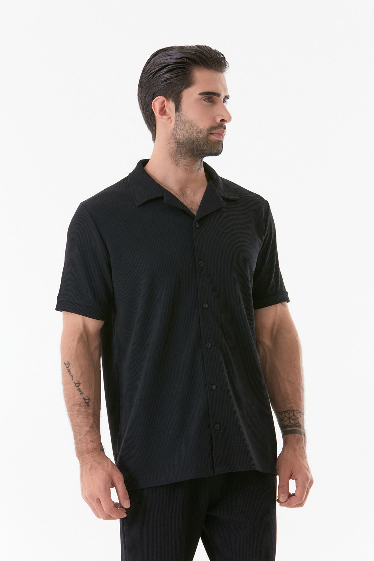 Fulla Moda-Short Sleeve Basic Corduroy Shirt 4