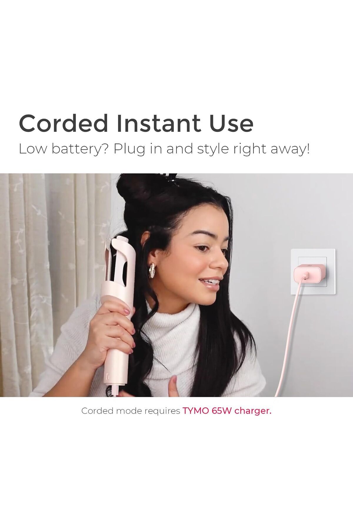 TYMO-CURLGO Cordless Automatic Curling Iron, Rechargeable & Dual Voltage, Gold Pink 6